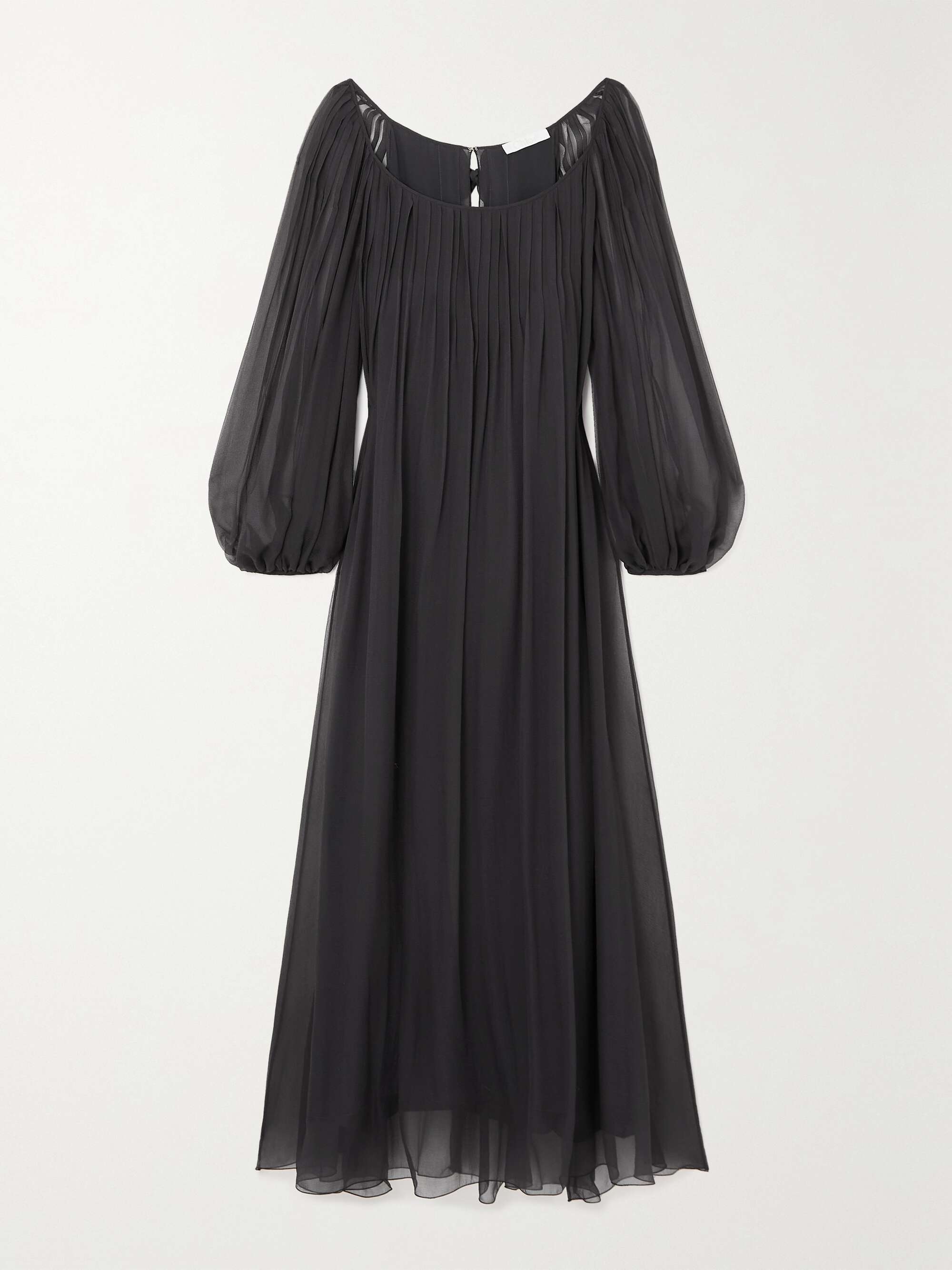 CHLOÉ Ruffled pleated silk-chiffon midi dress | NET-A-PORTER