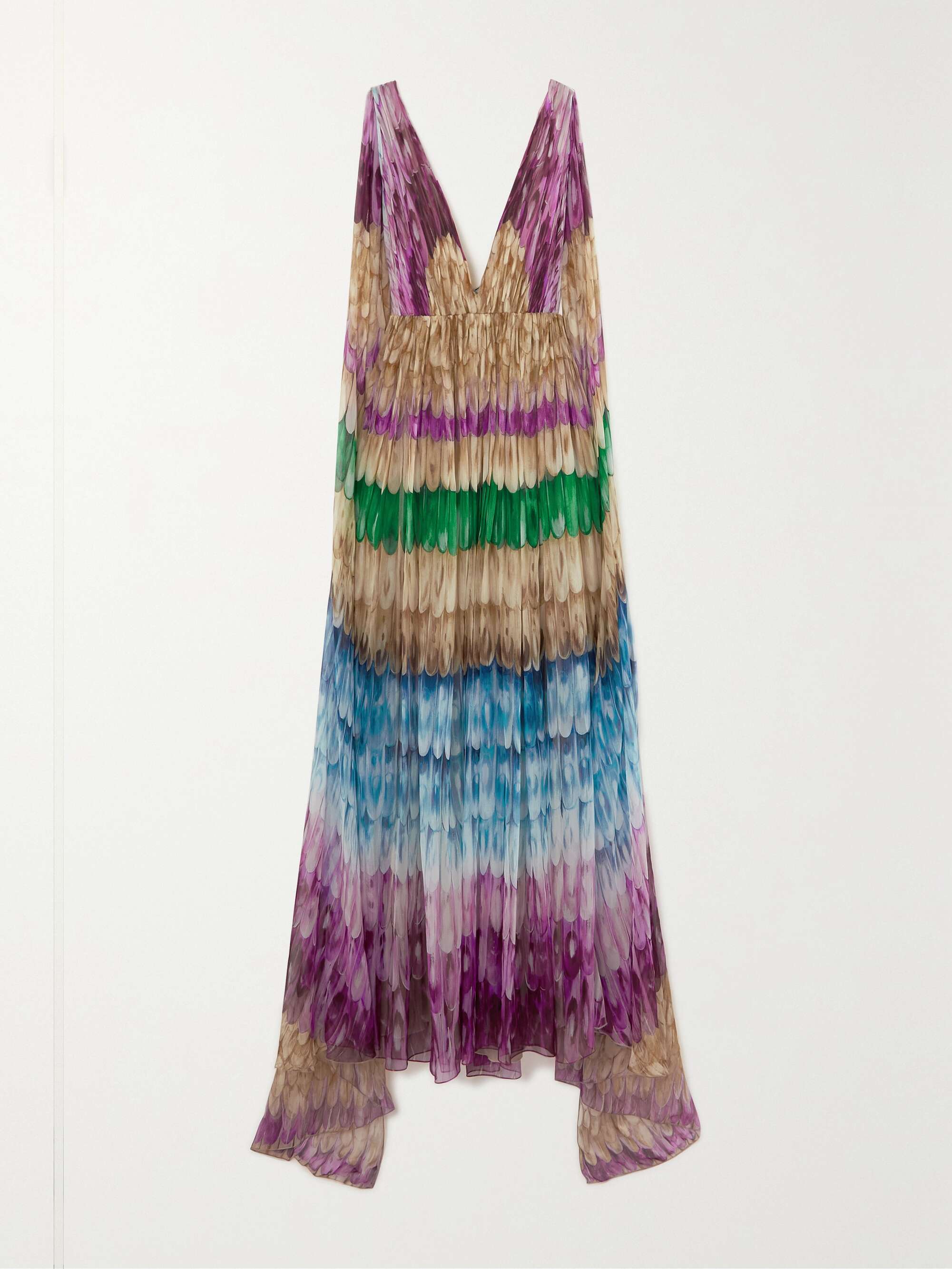 VALENTINO GARAVANI Draped printed silk-chiffon gown