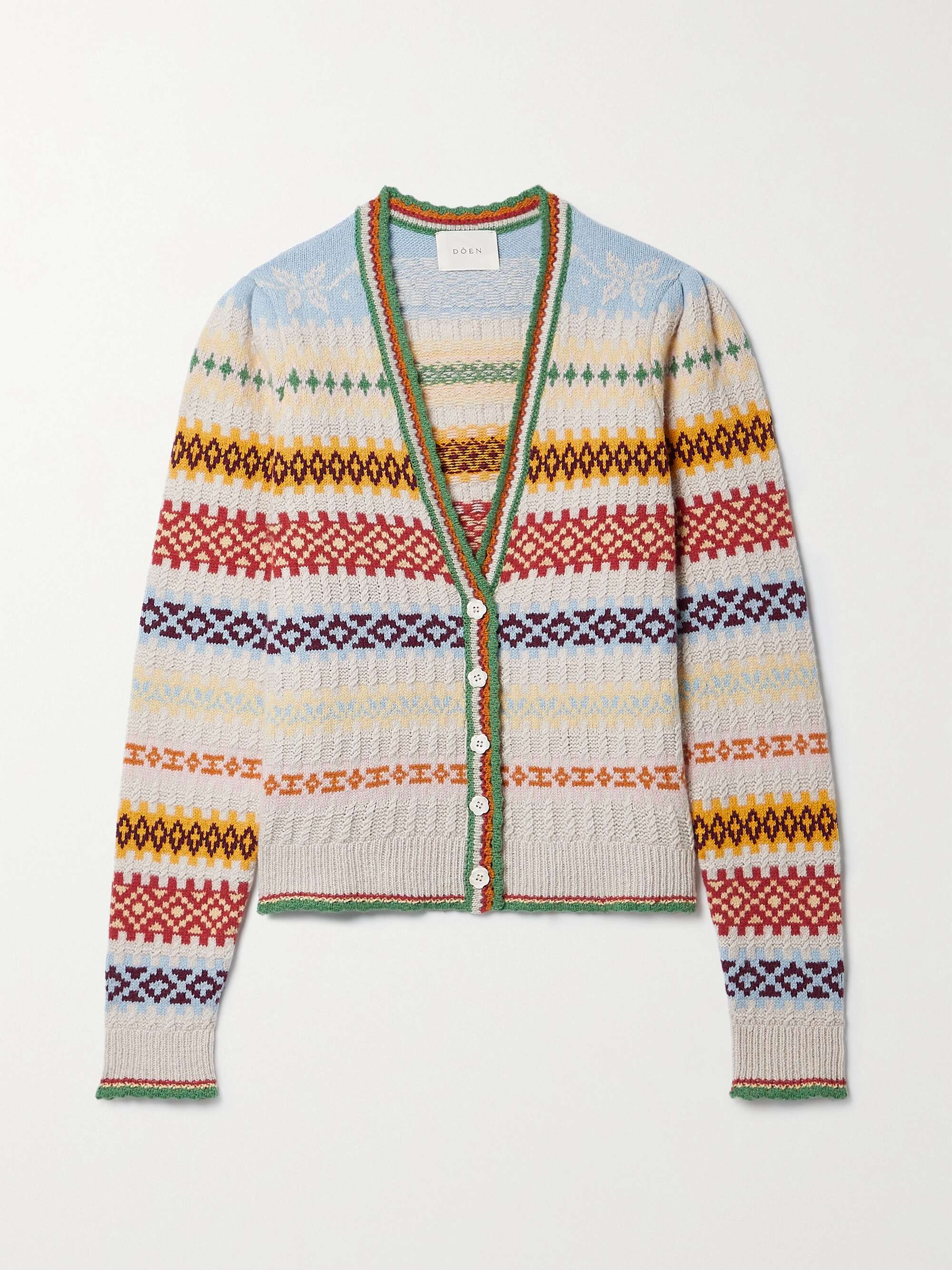 DÔEN Alba Fair Isle recycled cashmere and wool blend cardigan