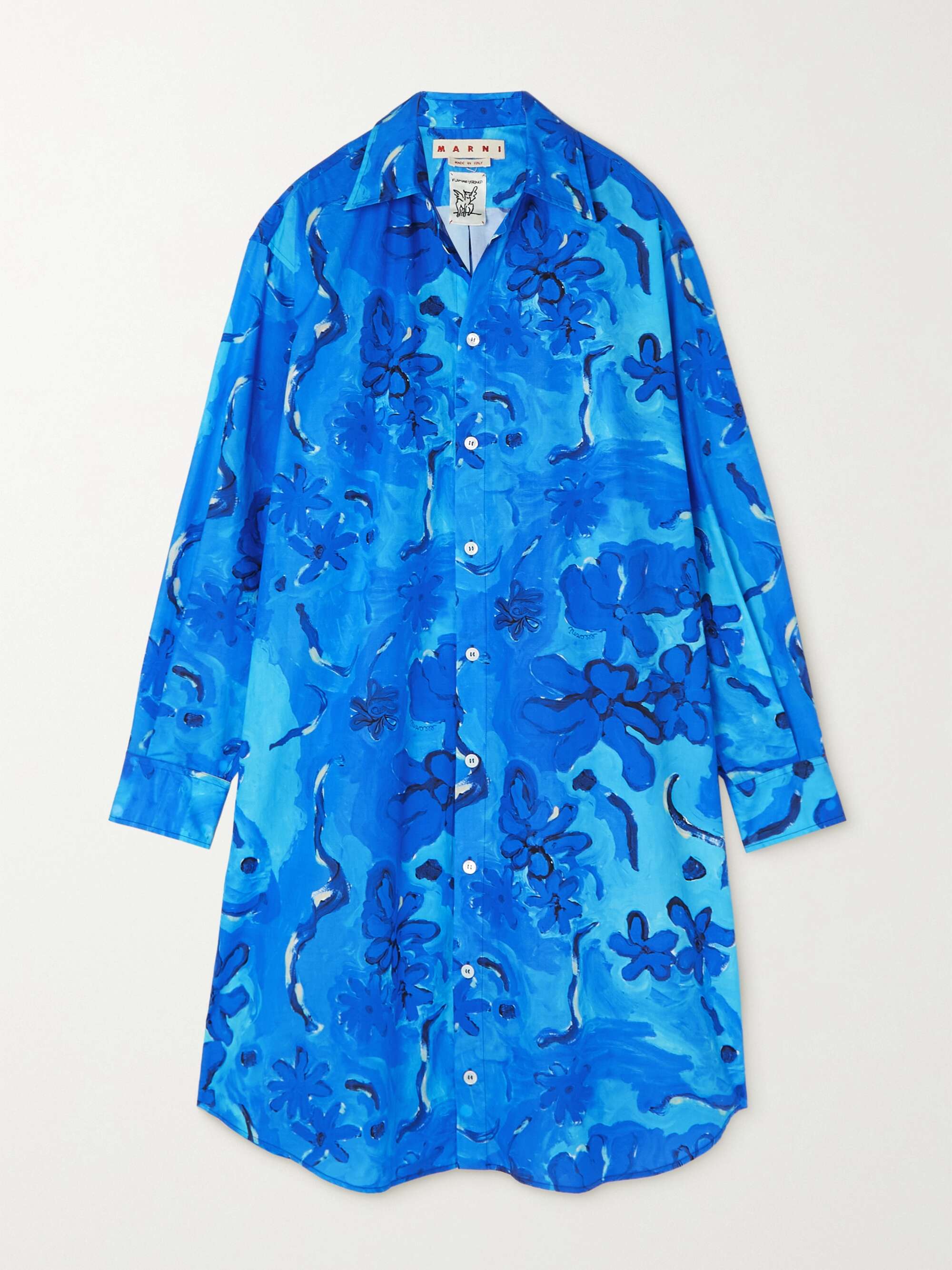 Floral-print cotton-poplin shirt dress