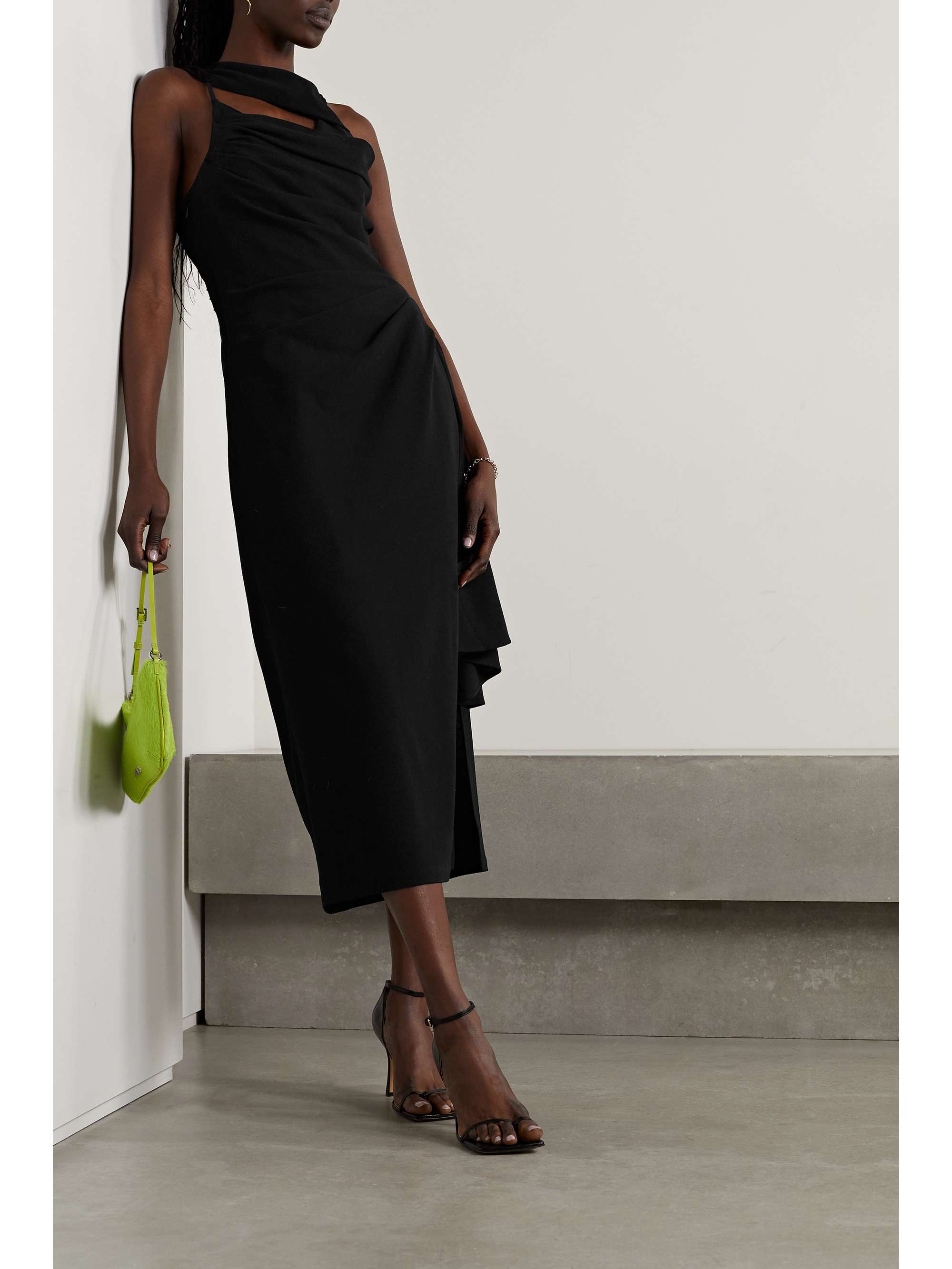 JACQUEMUS Abanada cutout draped wool-blend crepe midi dress