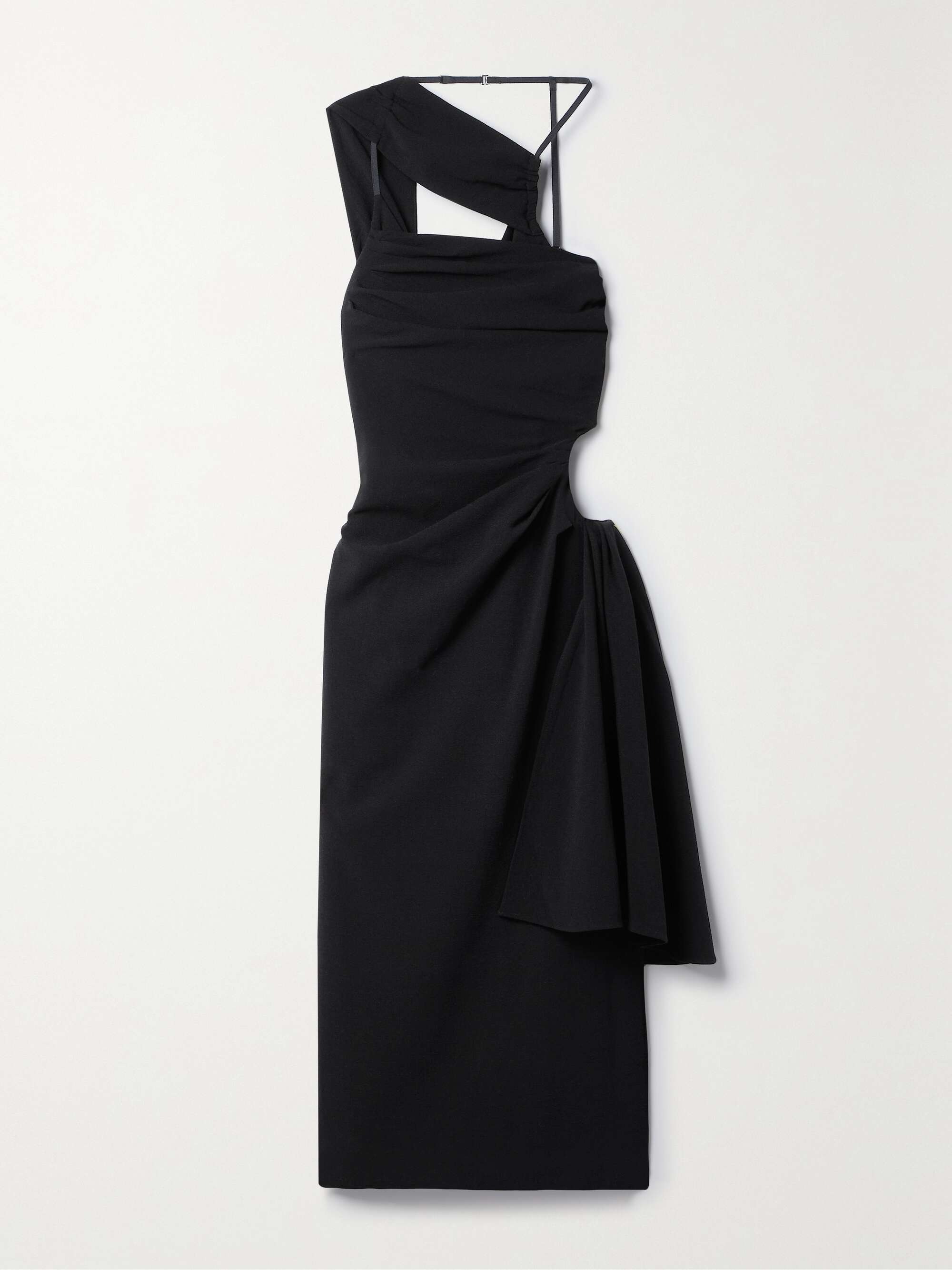 JACQUEMUS Abanada cutout draped wool-blend crepe midi dress