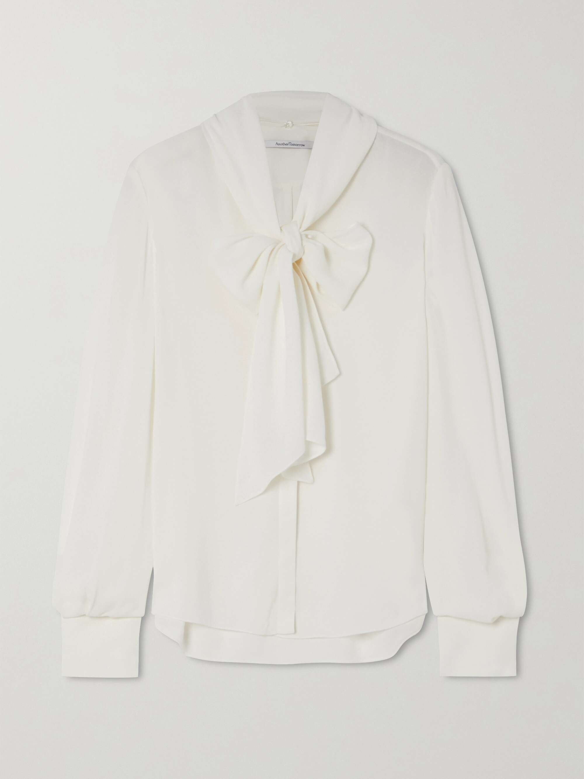 ANOTHER TOMORROW + NET SUSTAIN pussy-bow georgette blouse | NET-A-PORTER