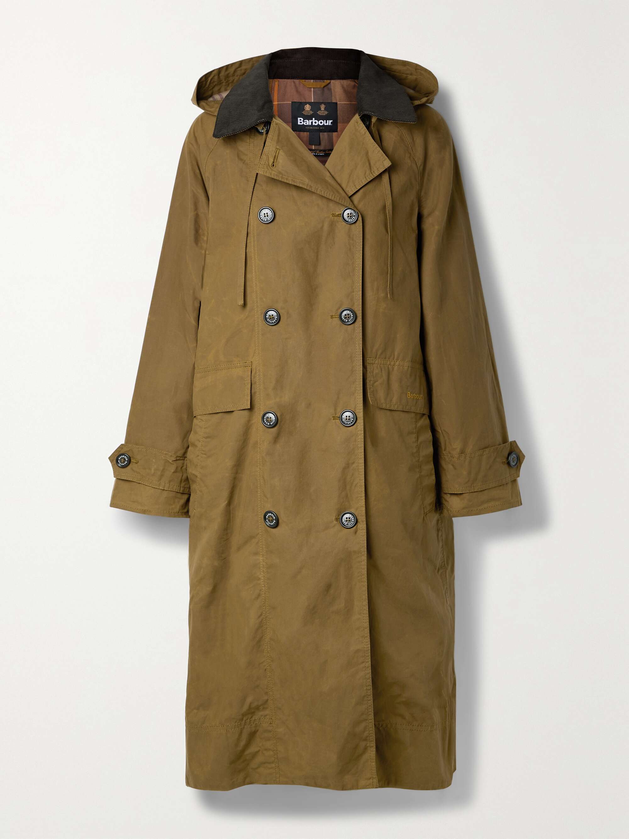 BARBOUR hooded double-breasted corduroy-trimmed cotton trench | NET-A-PORTER