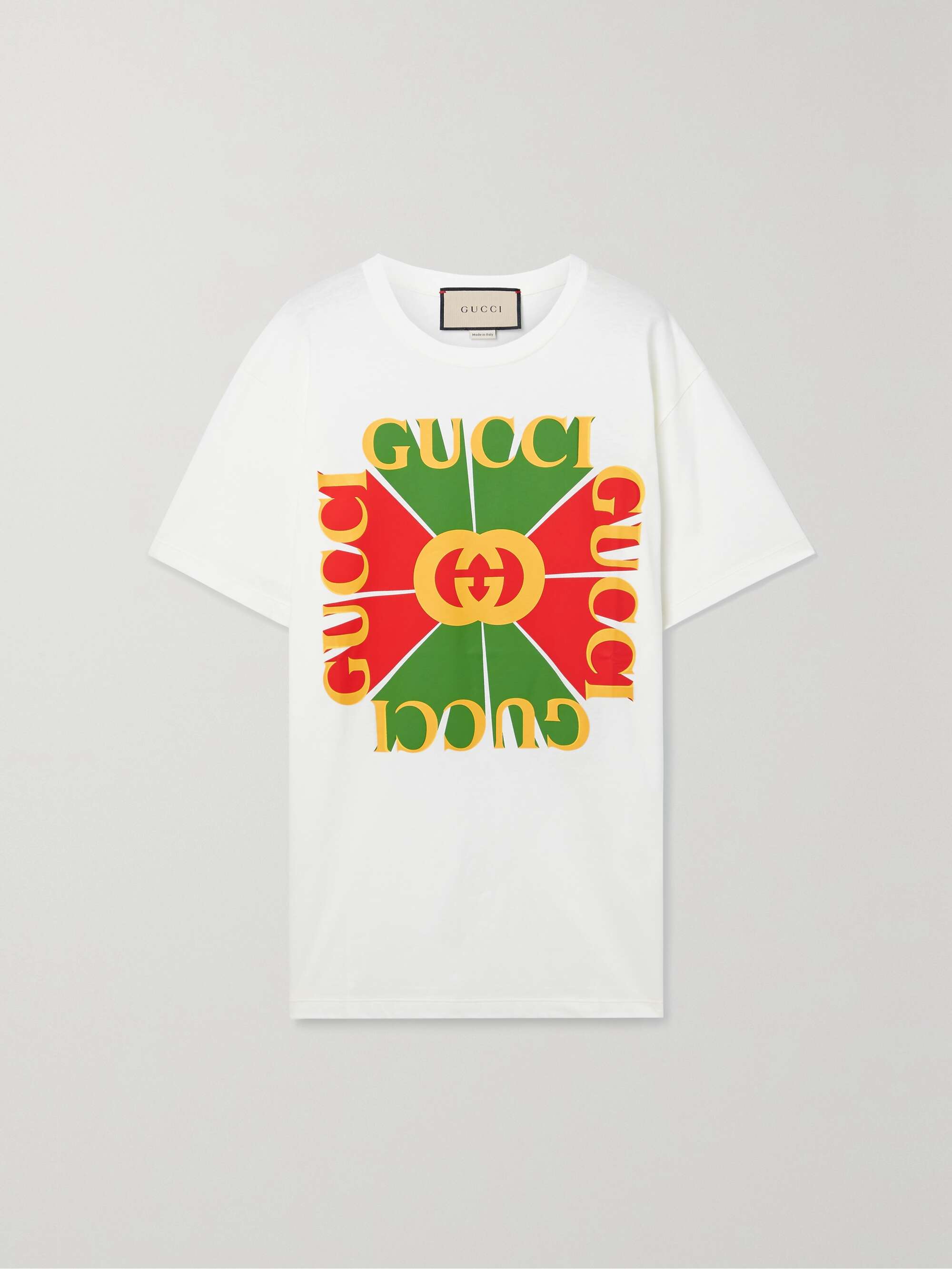 Gucci, Logo Printed Cotton T-Shirt, Women, White, XL, Tops