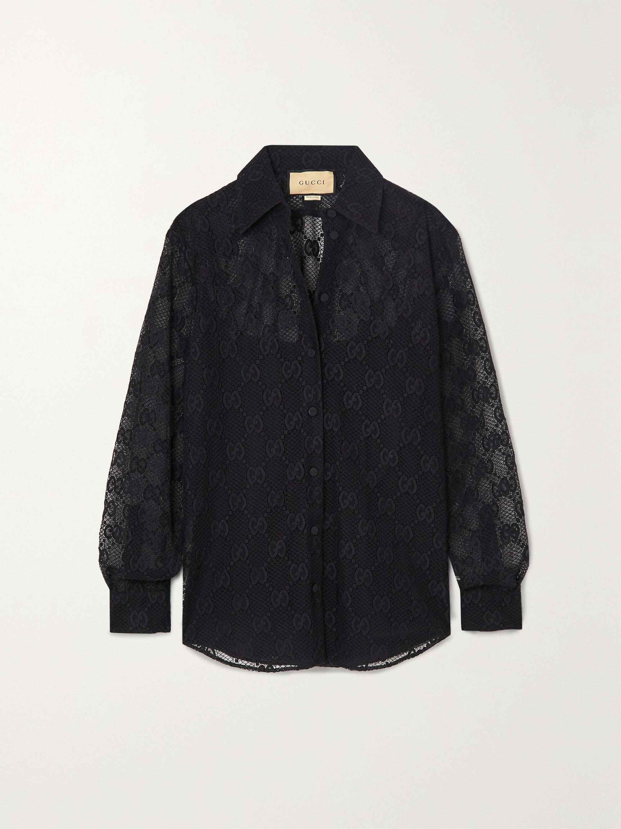 Lace and silk-satin shirt