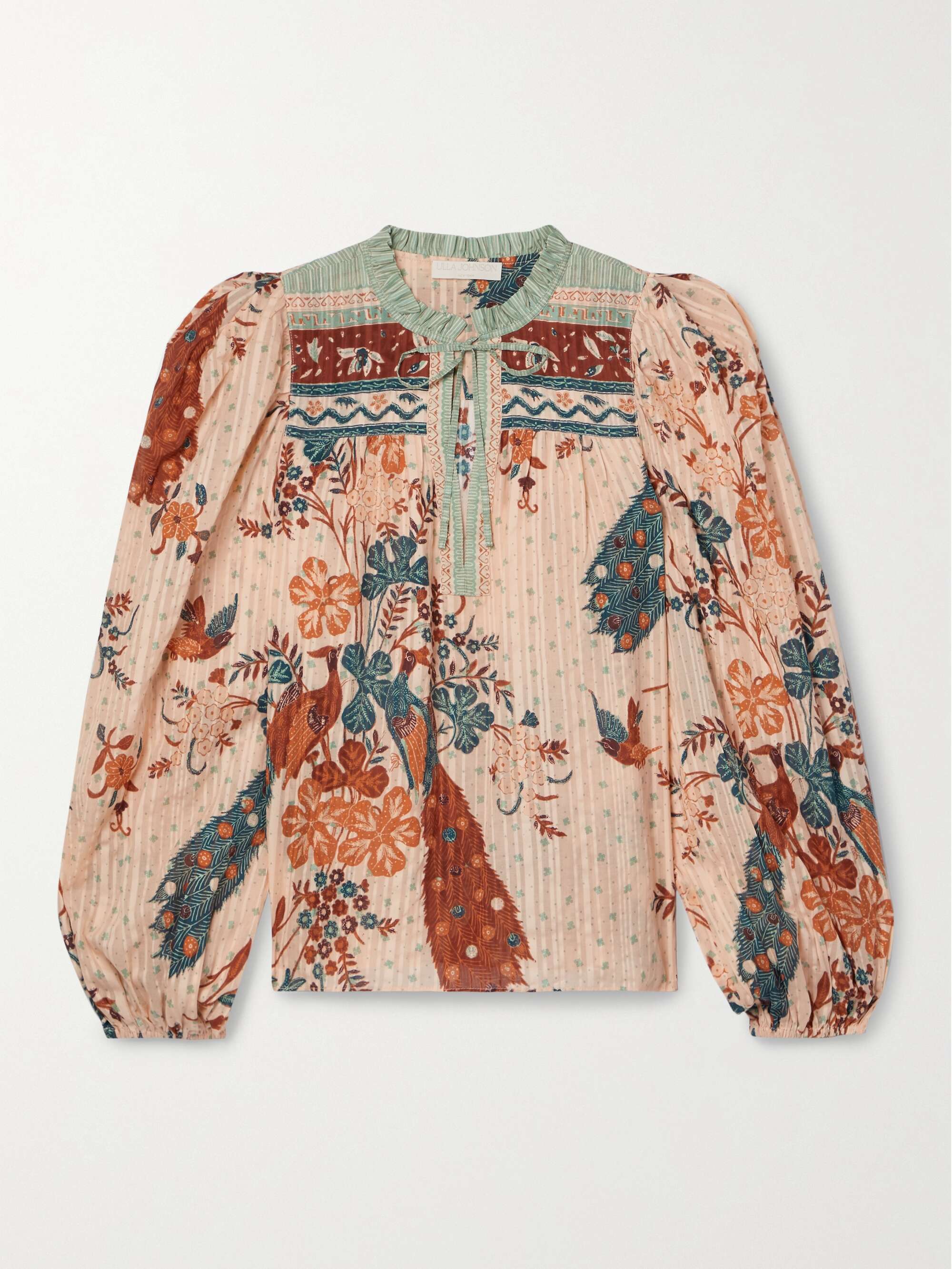 ULLA JOHNSON コットン混ボイル ブラウス プリント入り | NET-A-PORTER