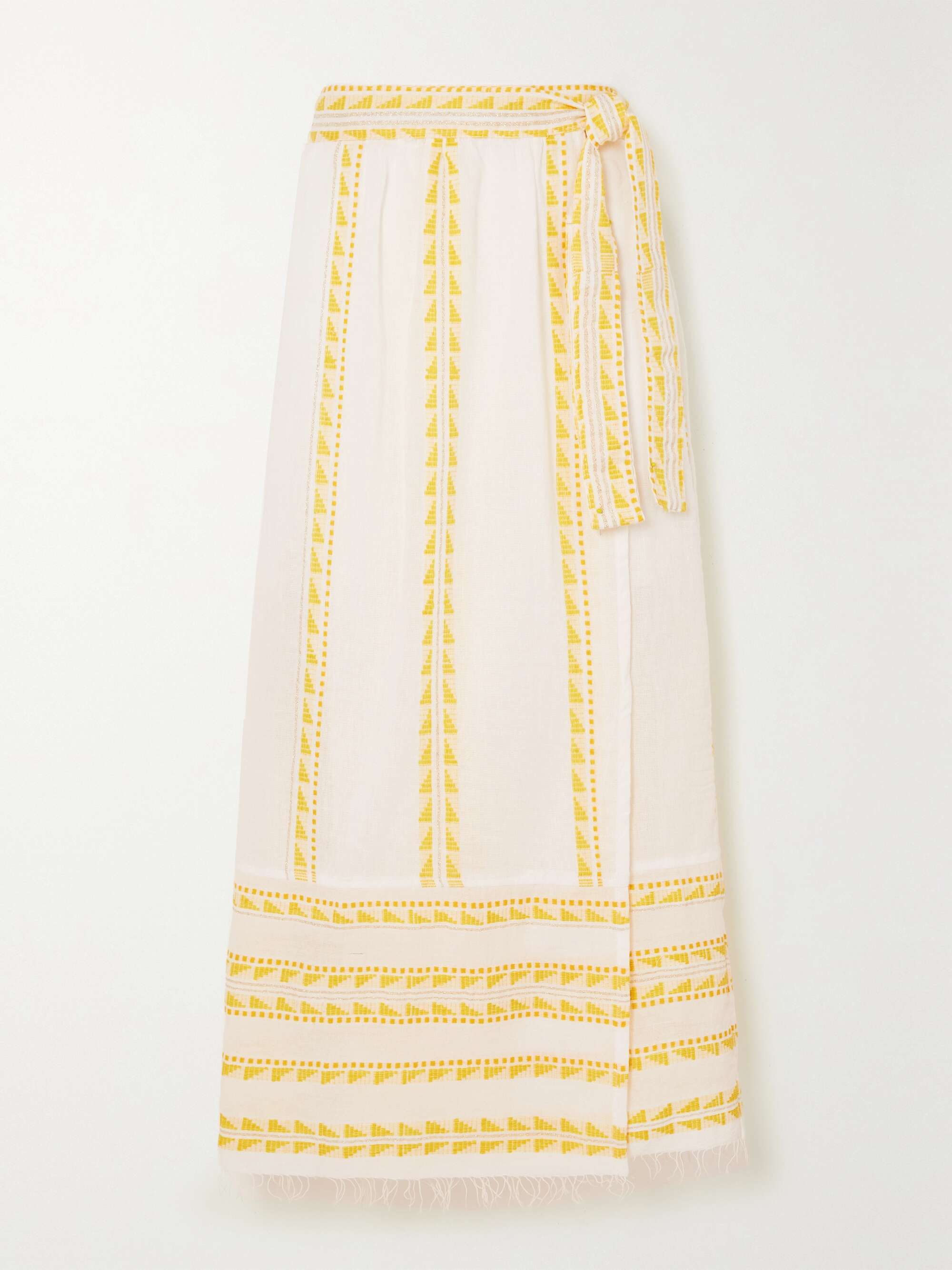 Abeba striped cotton-blend midi wrap skirt