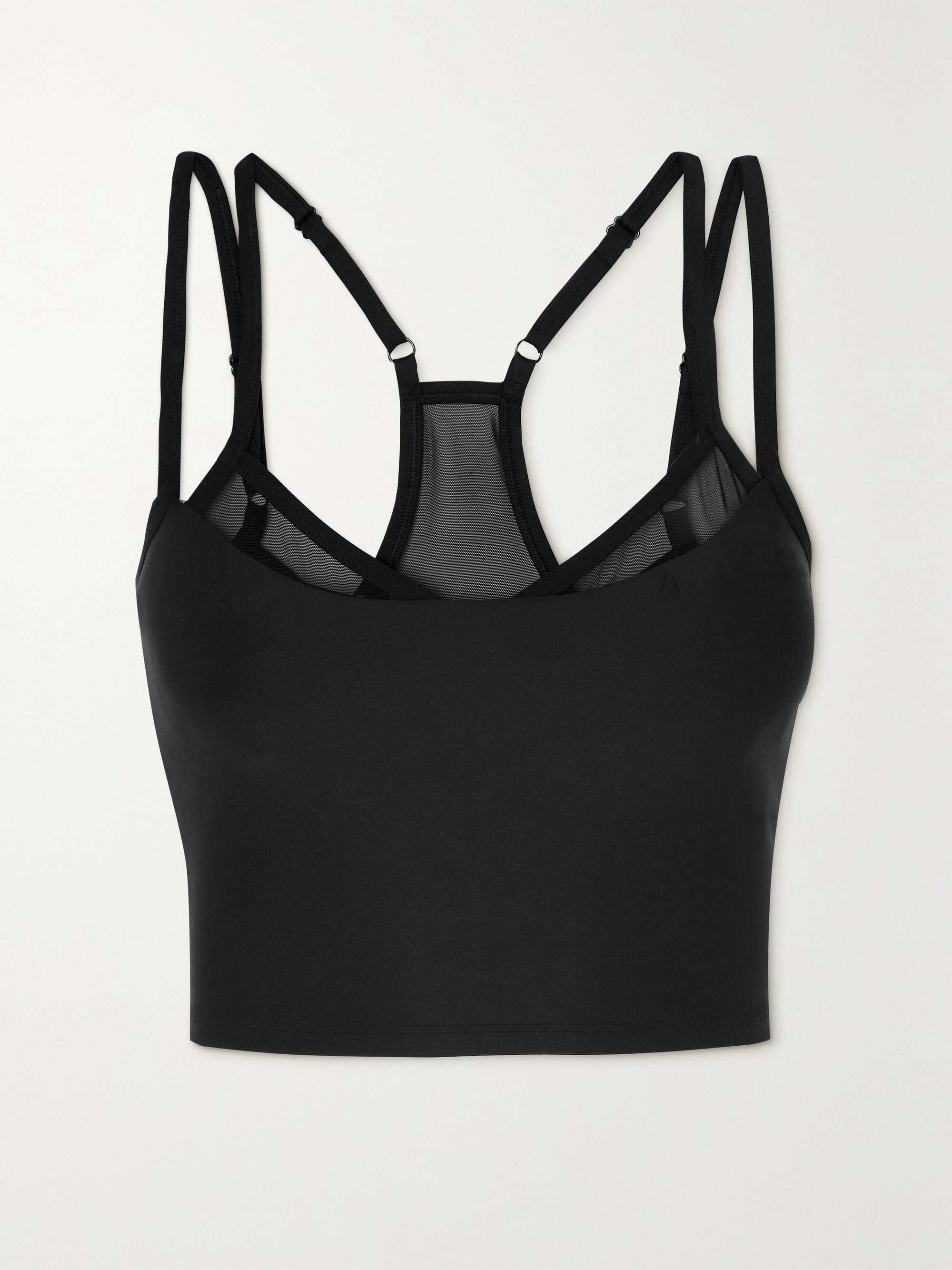 ALO YOGA Airlift Double Check cropped layered stretch and mesh