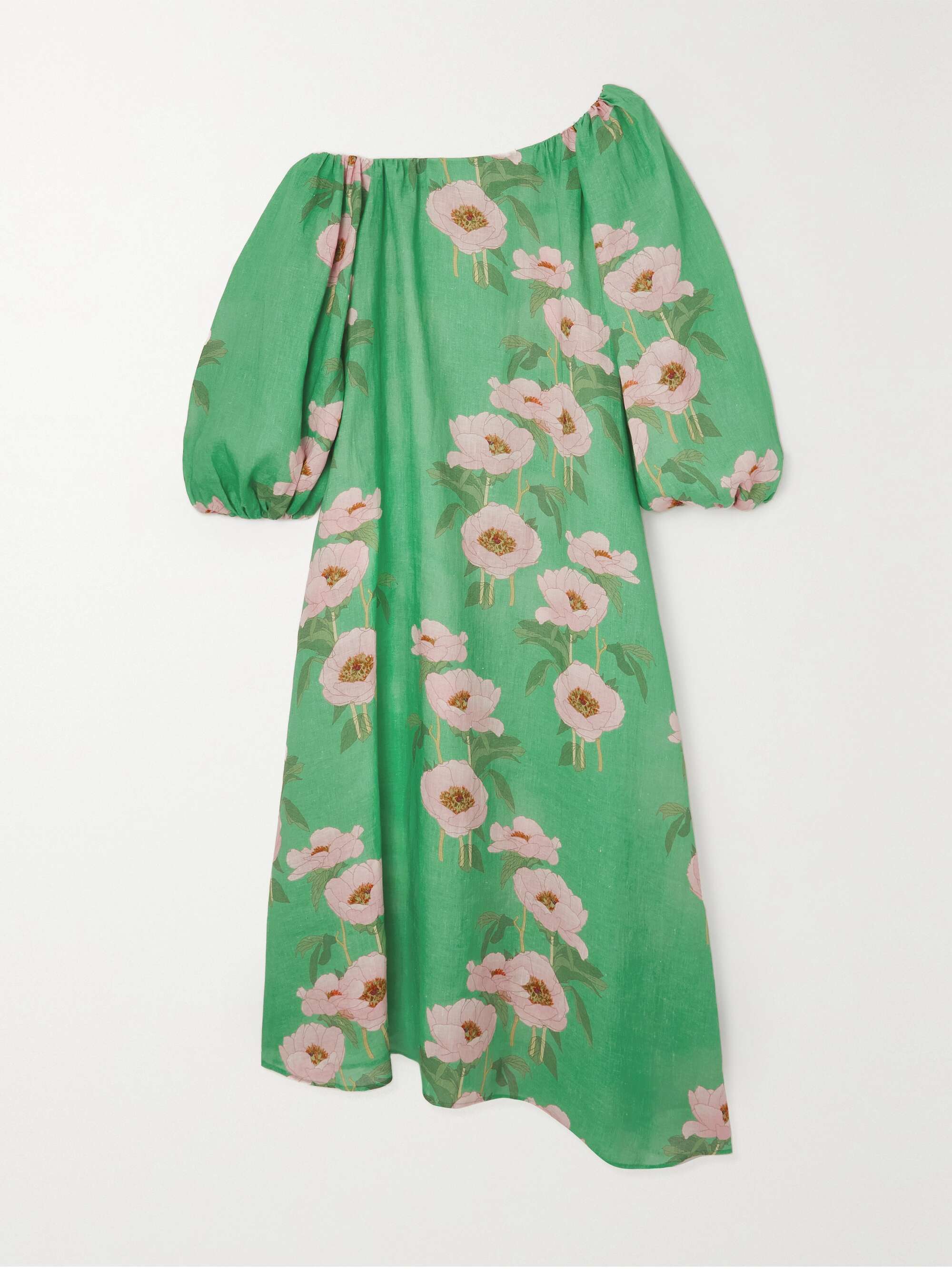 BERNADETTE Raquel one-shoulder floral-print linen maxi dress | NET-A-PORTER