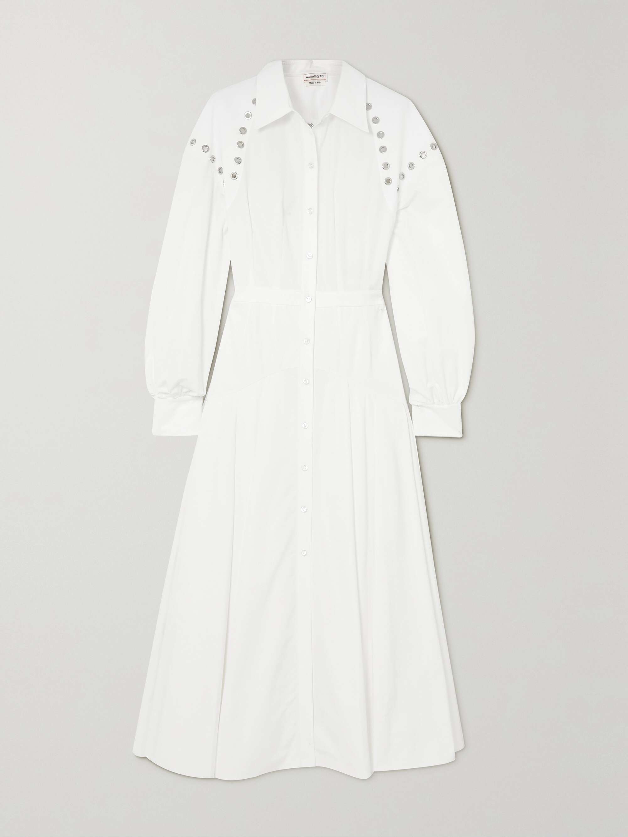 ALEXANDER MCQUEEN Embellished cotton-poplin shirt dress | NET-A-PORTER