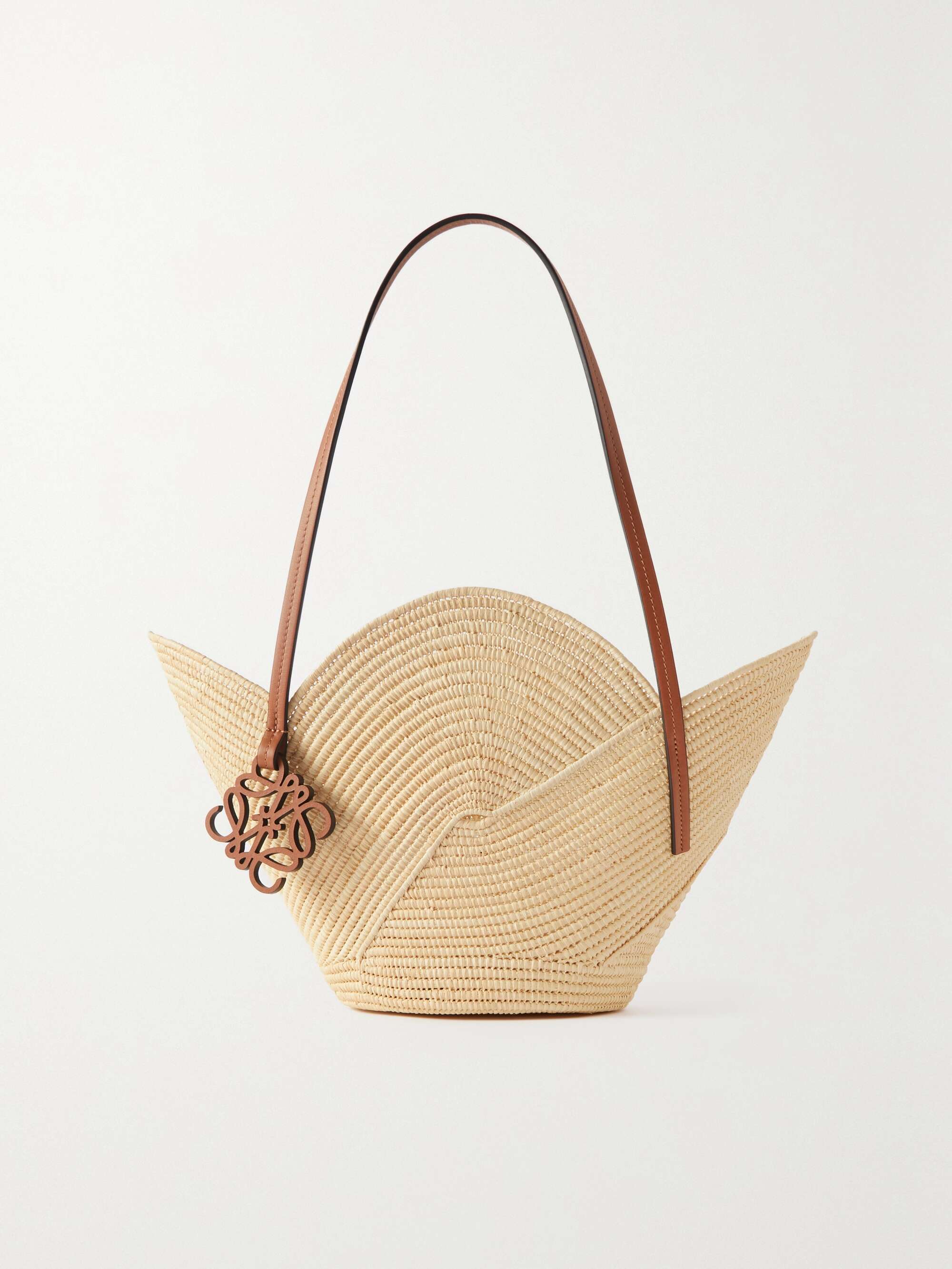 Loewe Small Raffia And Leather Basket Bag in Yellow