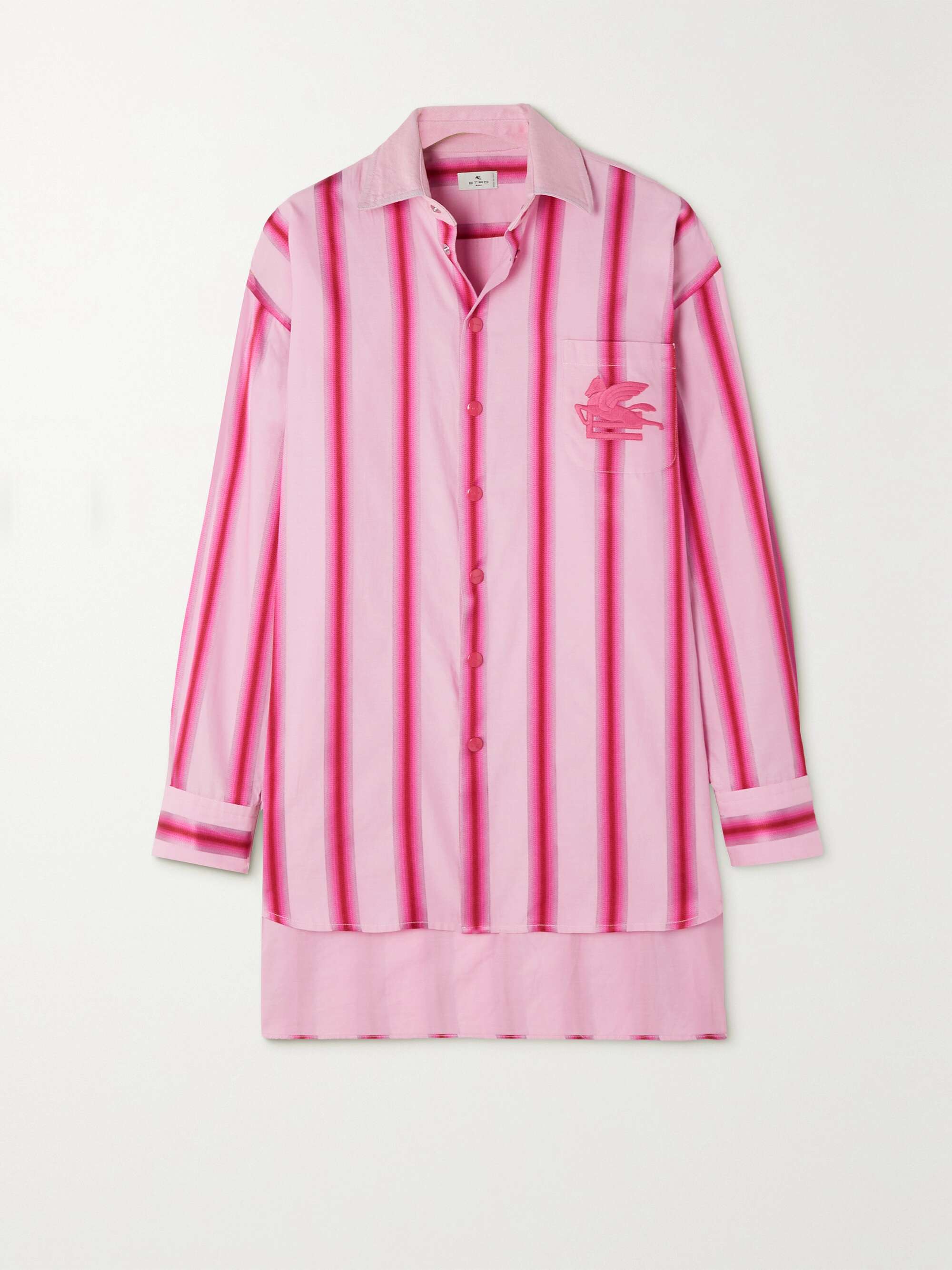 ETRO Oversized embroidered striped cotton and silk-blend shirt 
