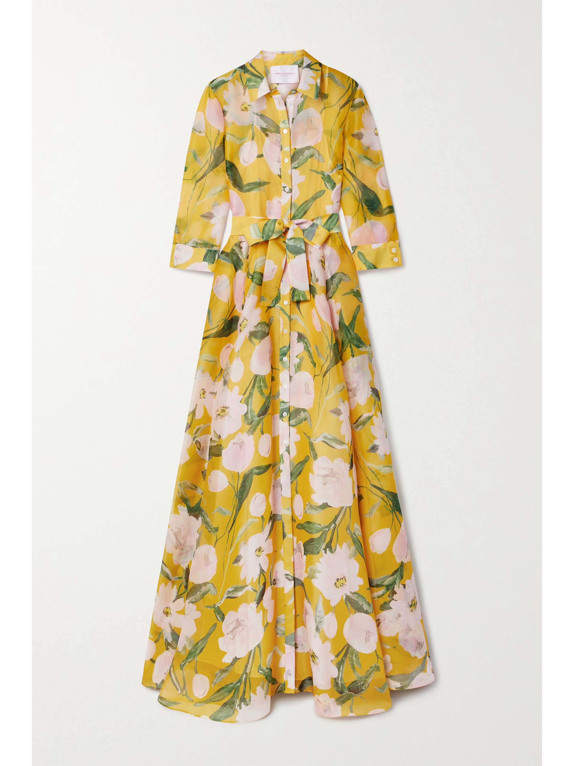 CAROLINA HERRERA Belted floral-print silk-organza gown | NET-A-PORTER