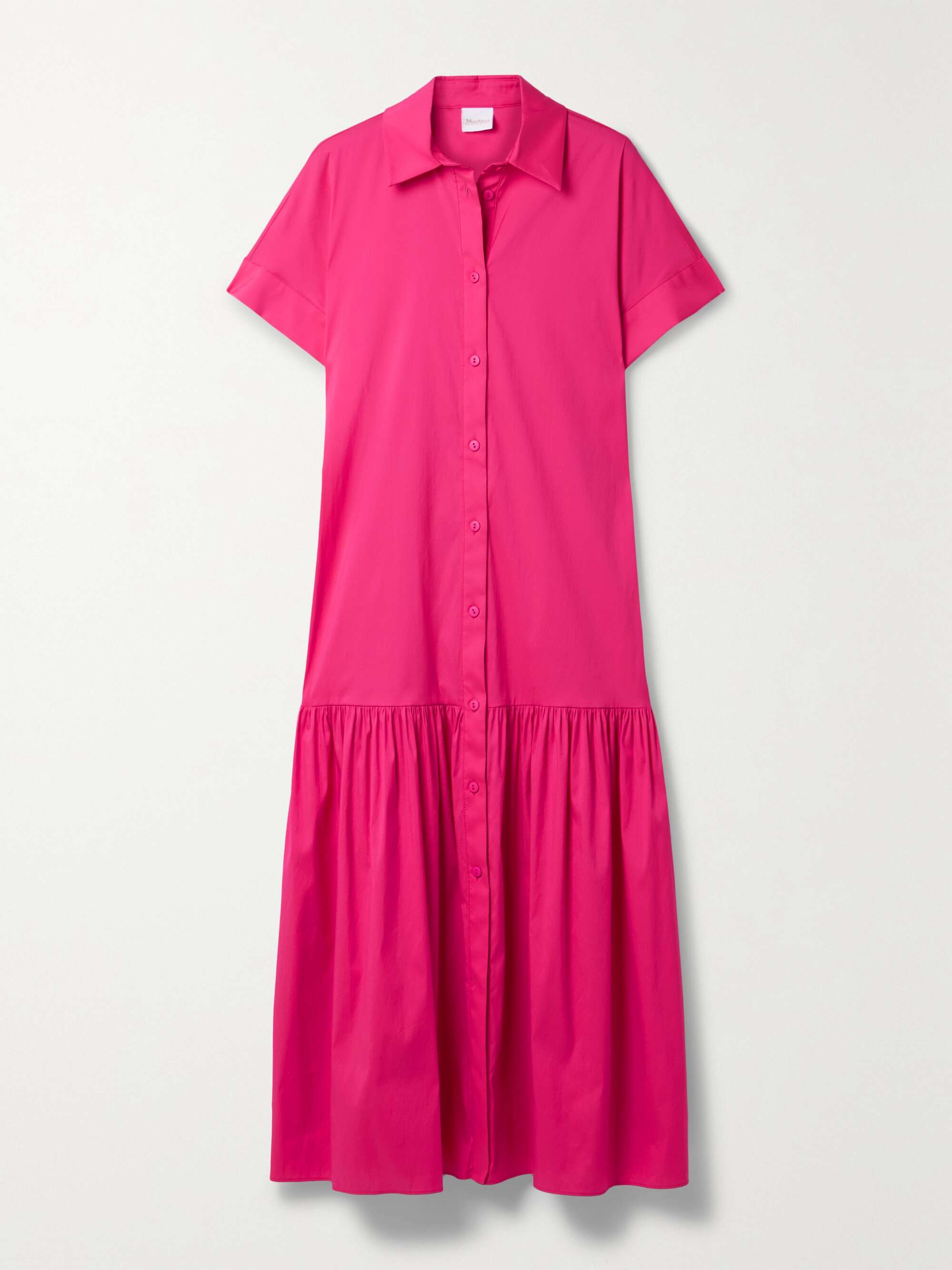 MAX MARA Tebano tiered cotton-blend poplin midi shirt dress | NET-A-PORTER