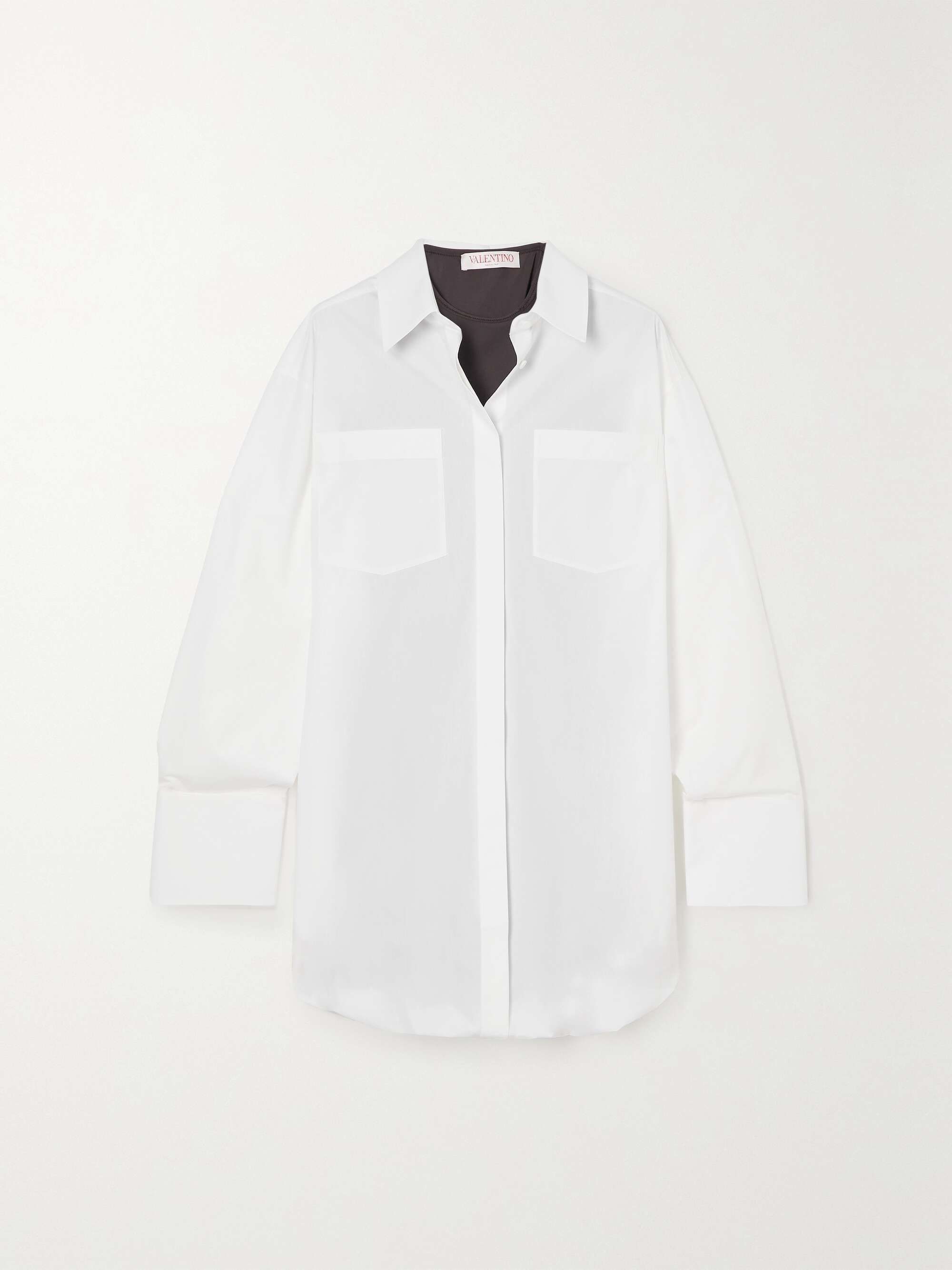 VALENTINO Layered cotton-poplin and stretch-jersey mini shirt dress |  NET-A-PORTER