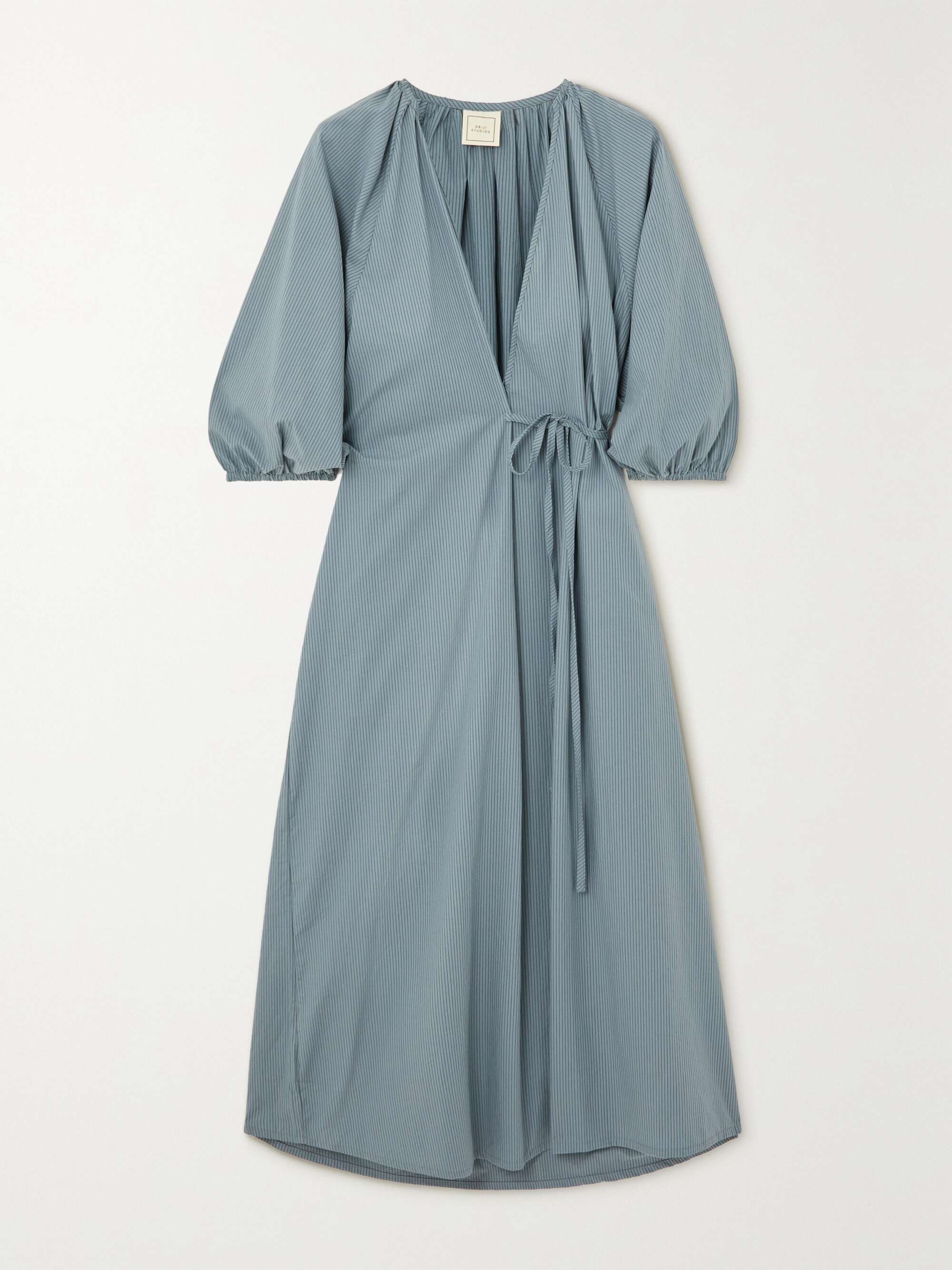 DEIJI STUDIOS The Fold striped organic cotton-poplin midi wrap dress |  NET-A-PORTER