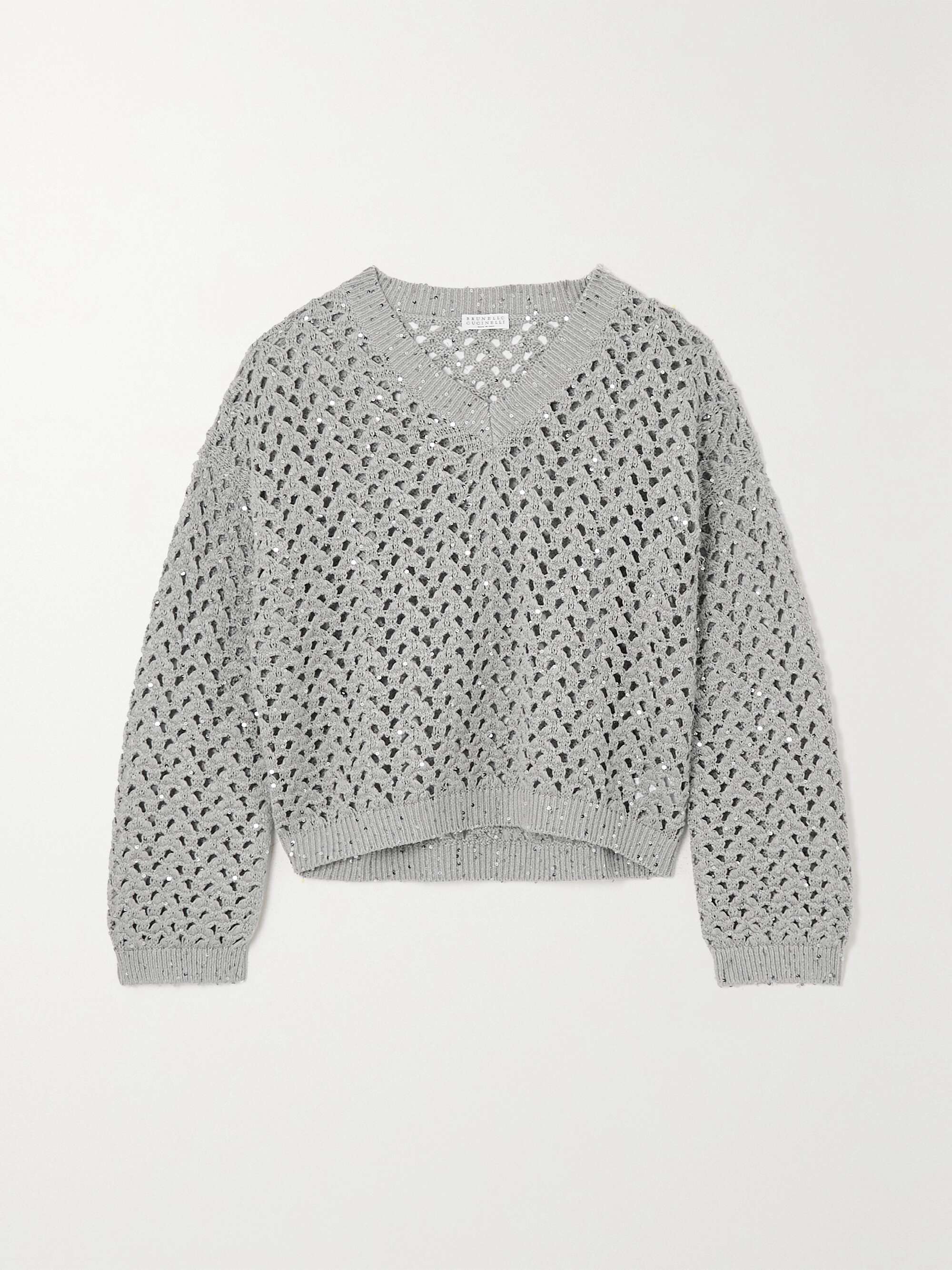 Dazzling Net sequin-embellished cotton, linen and silk-blend sweater