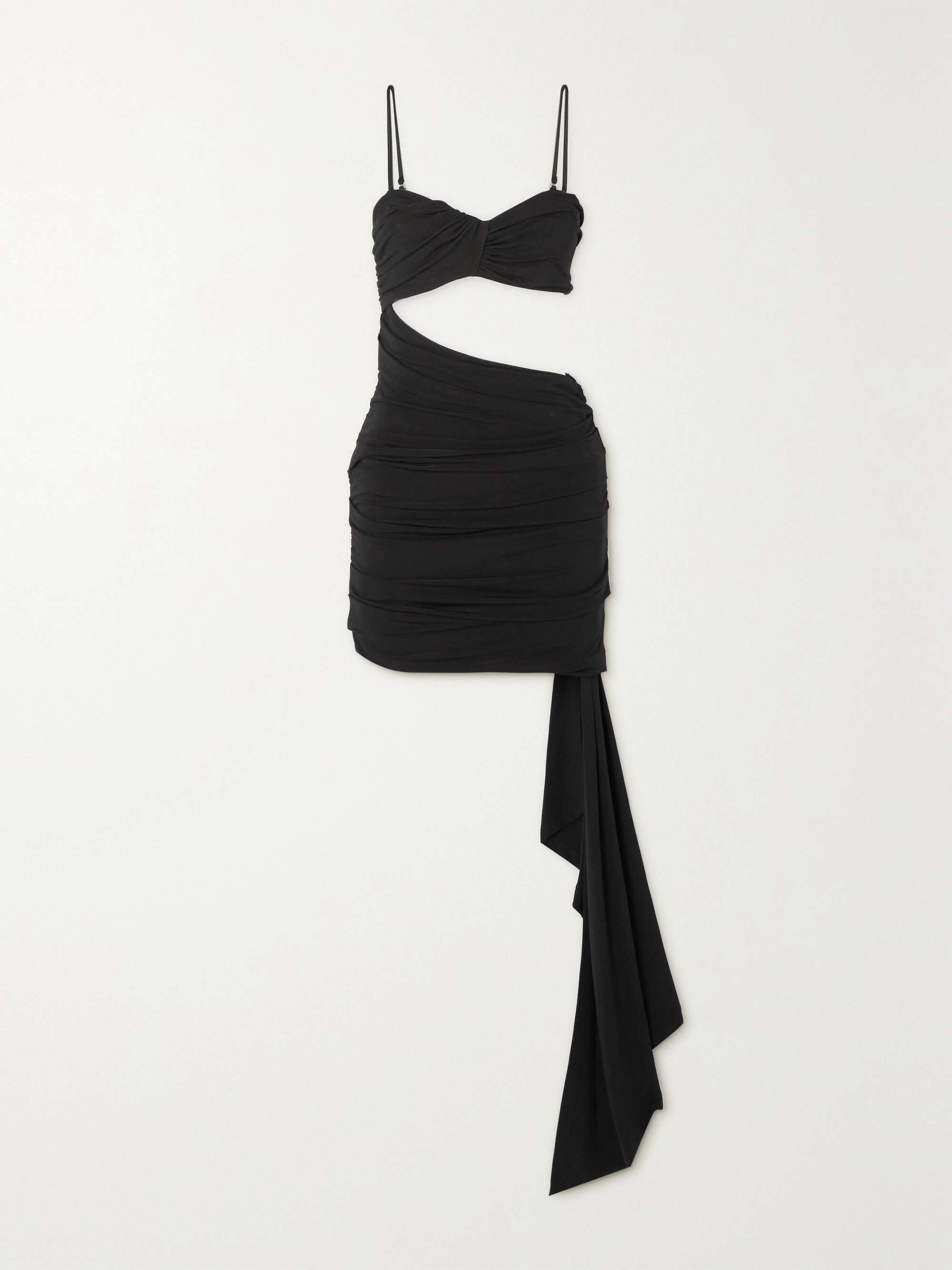 OFF-WHITE Draped cutout ruched stretch-jersey mini dress | NET-A-PORTER