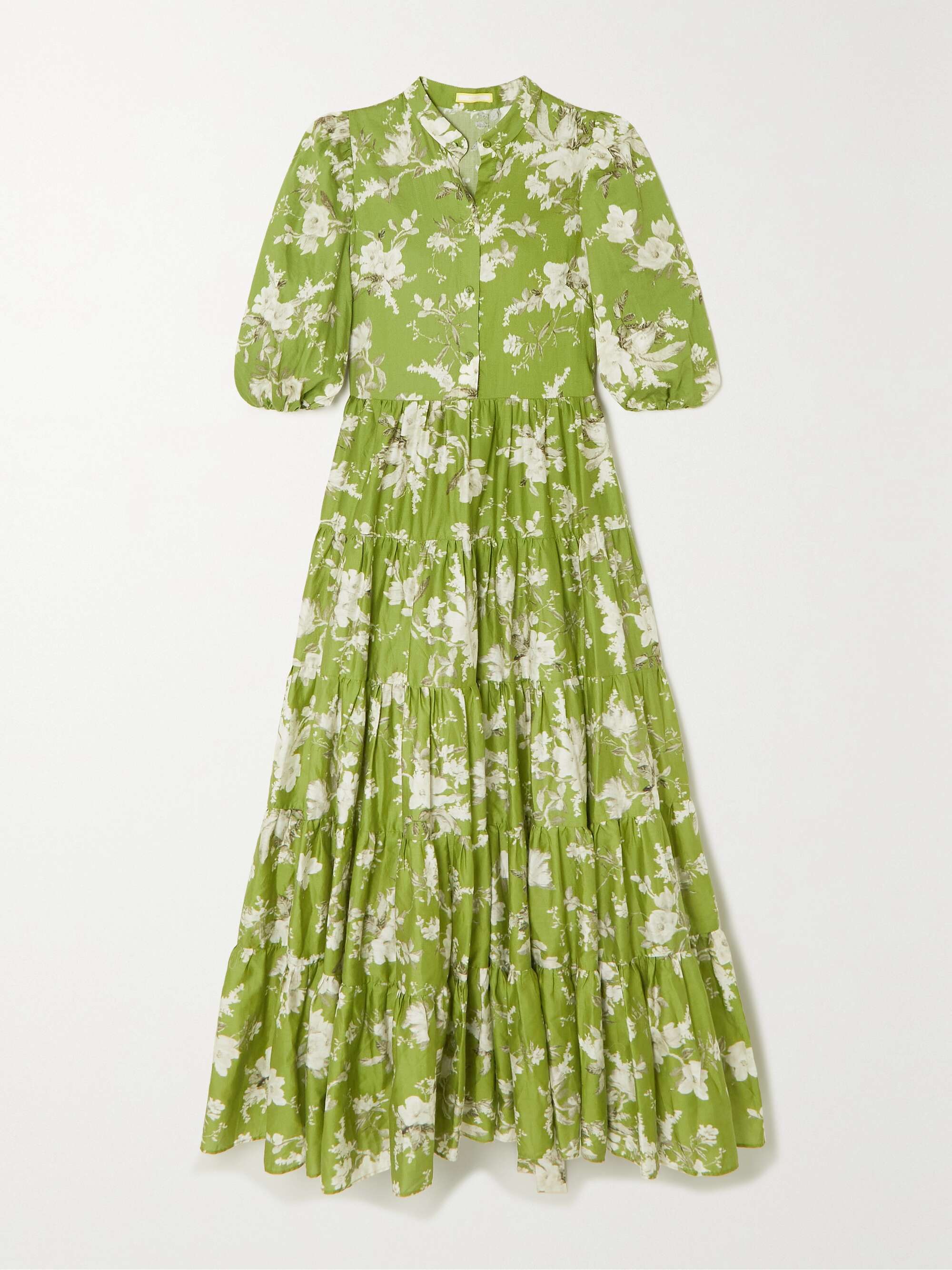 ERDEM Dalia tiered floral-print cotton maxi shirt dress | NET-A-PORTER