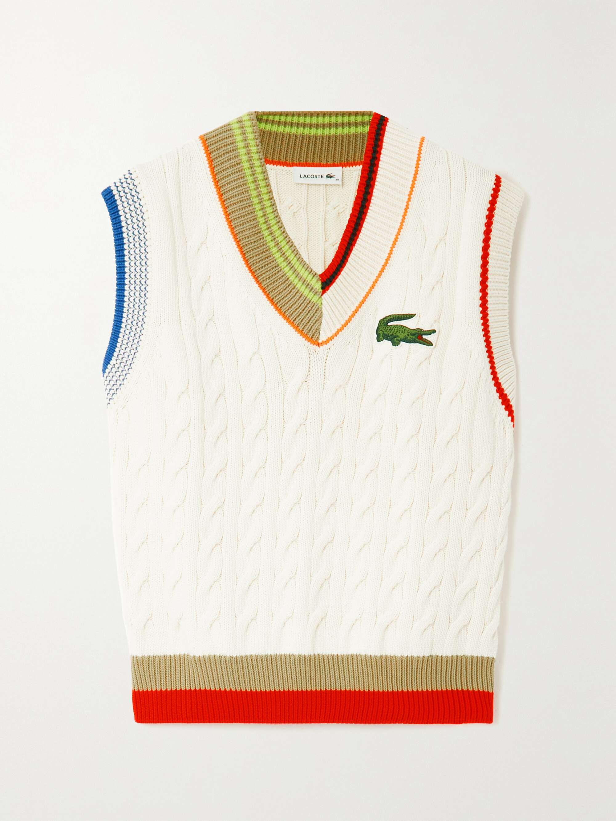 Striped cable-knit cotton vest | NET-A-PORTER