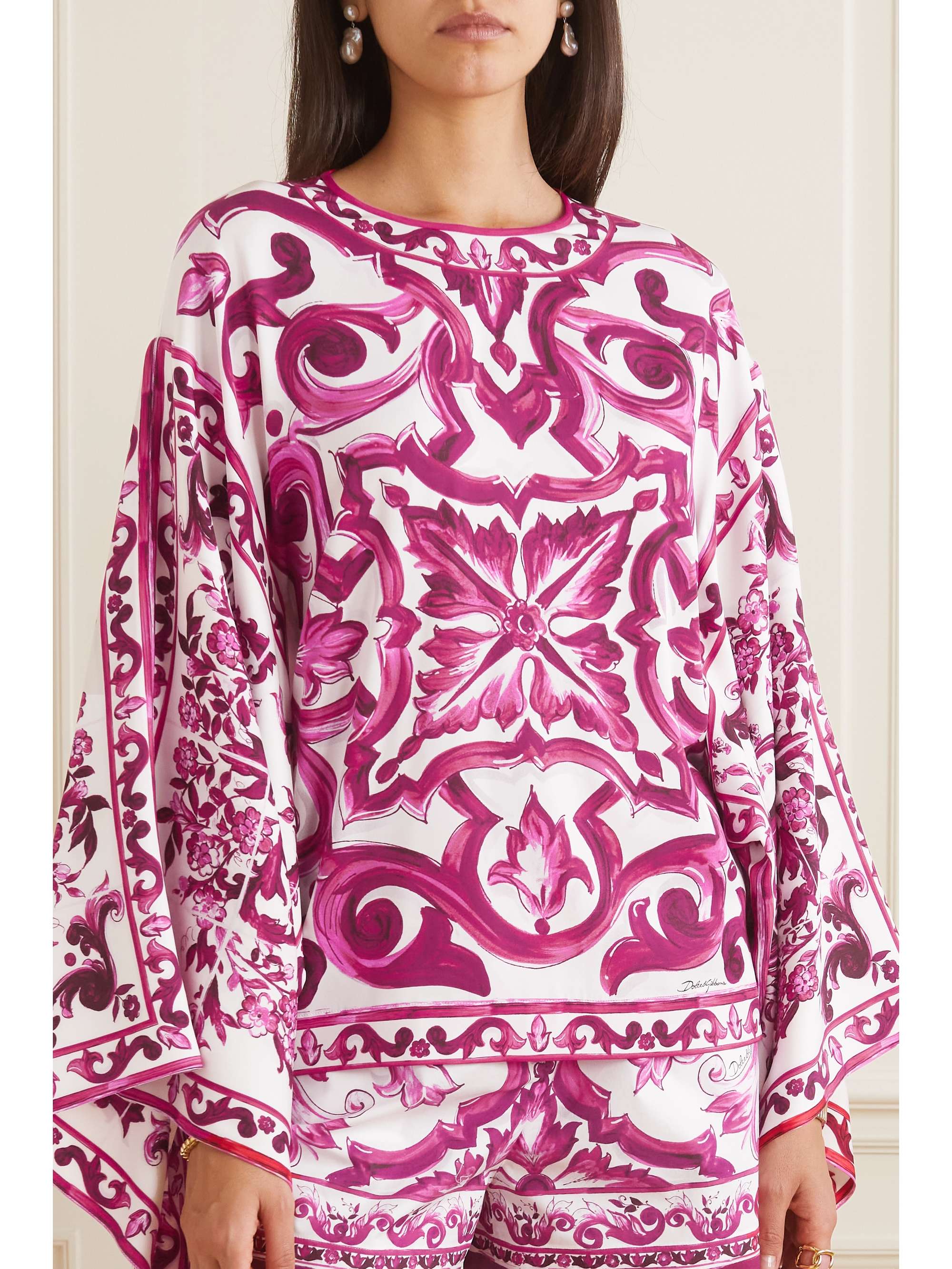 DOLCE&GABBANA Printed silk-blend blouse