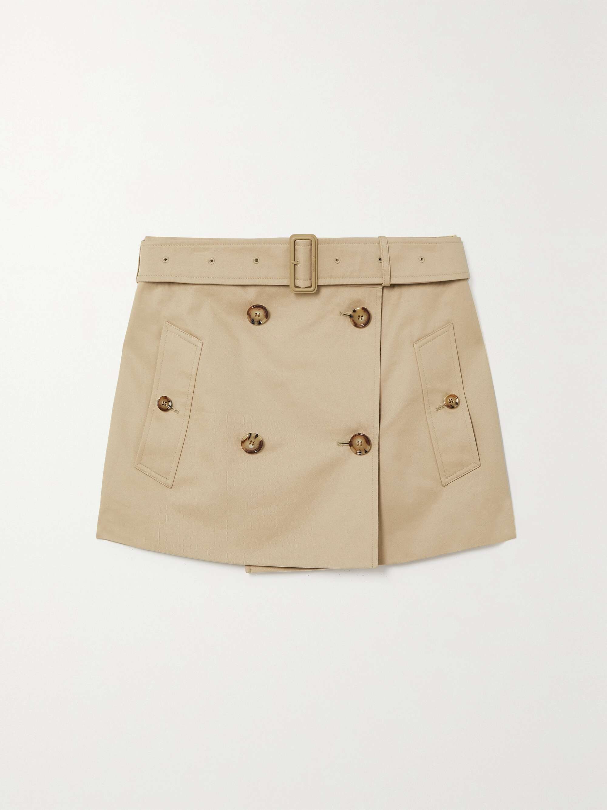 BURBERRY Belted cotton-gabardine wrap mini skirt | NET-A-PORTER