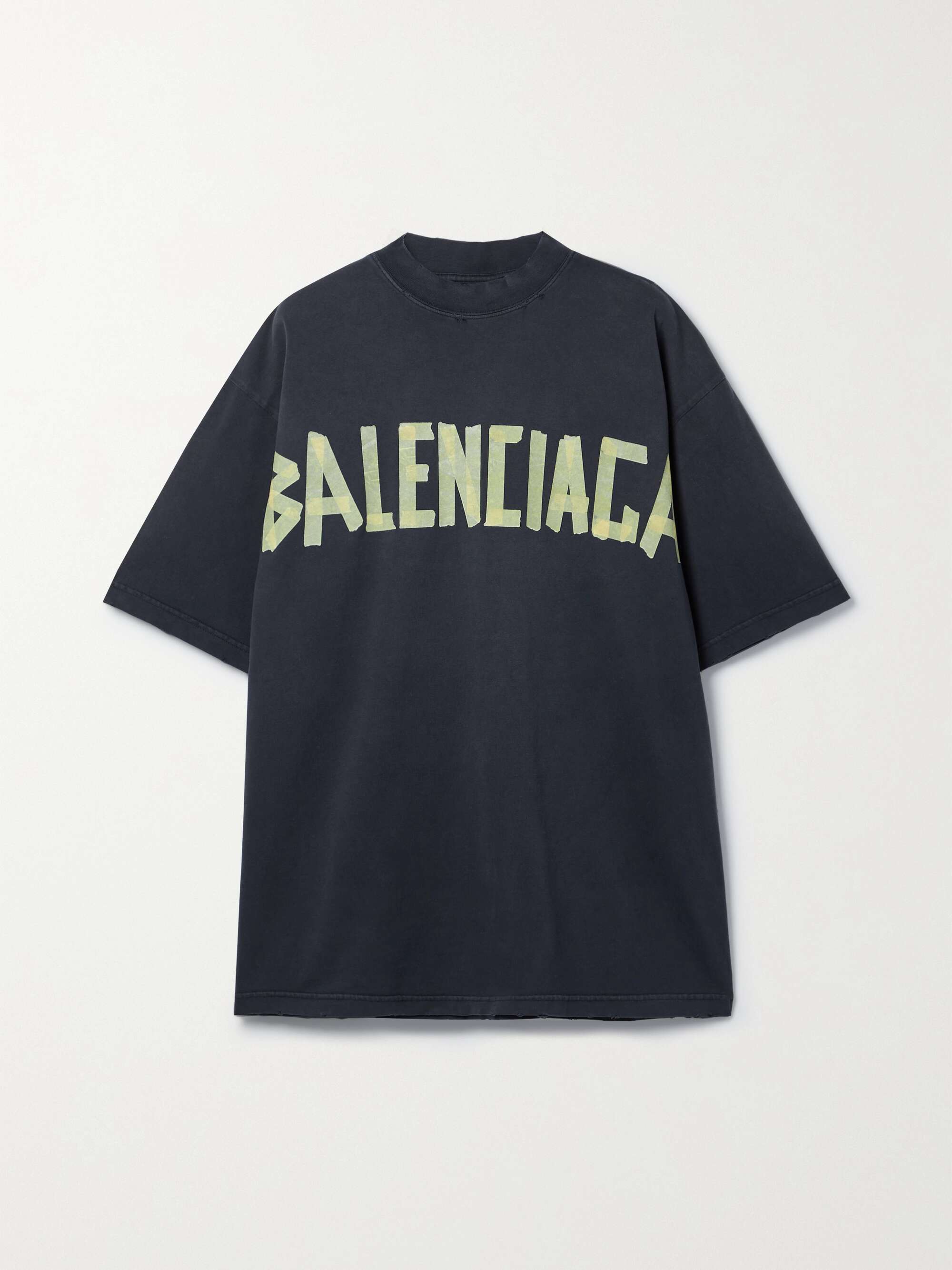 Balenciaga - Oversized Distressed Logo-Print Cotton-Jersey T-Shirt - Black  Balenciaga