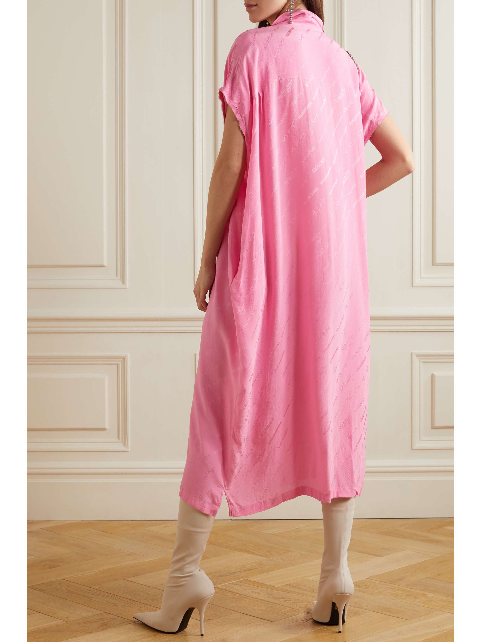 BALENCIAGA Silk crepe de chine-jacquard maxi shirt dress