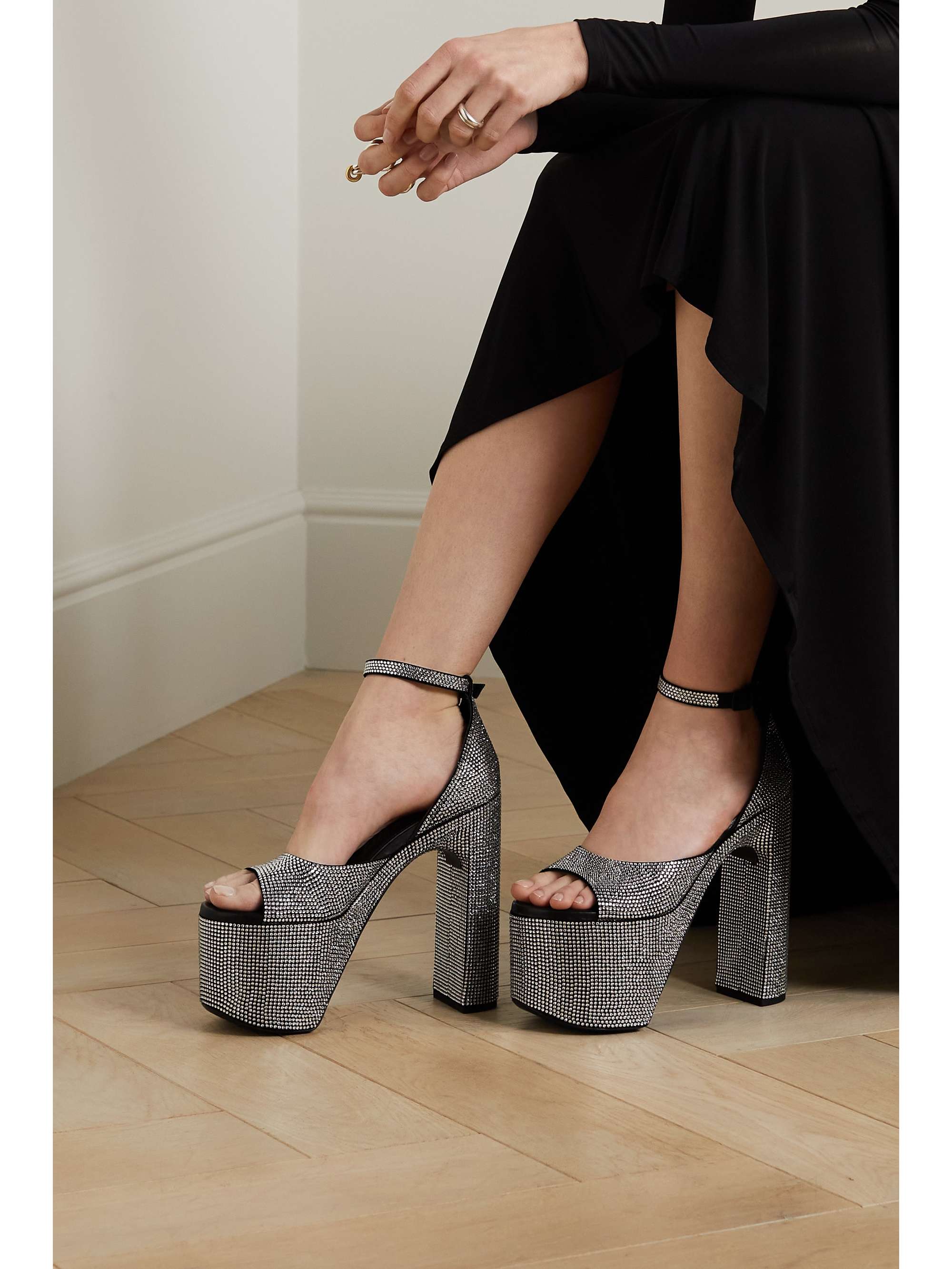 BALENCIAGA Camden crystal-embellished leather platform sandals