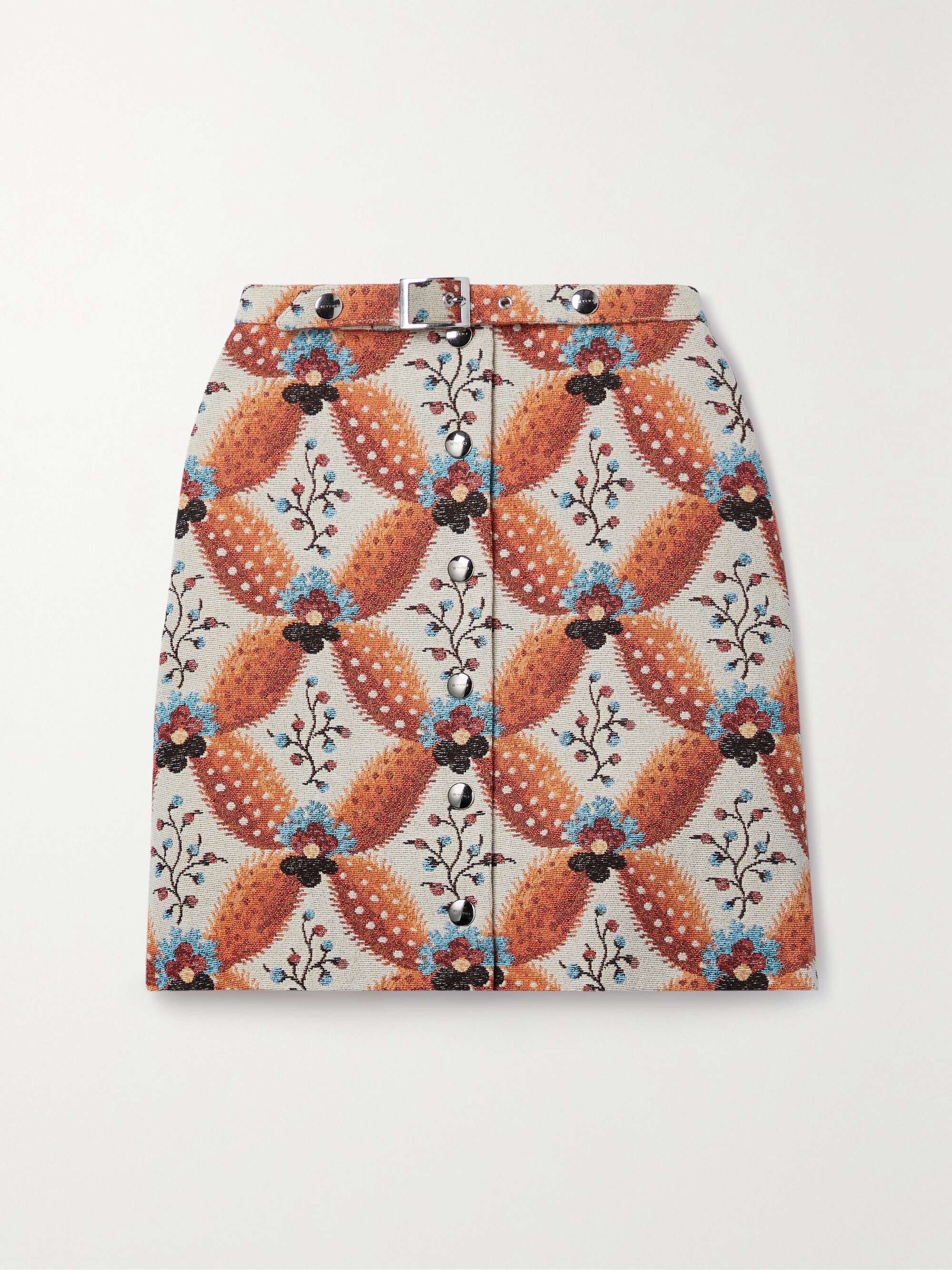 ETRO Belted cotton-blend jacquard mini skirt | NET-A-PORTER