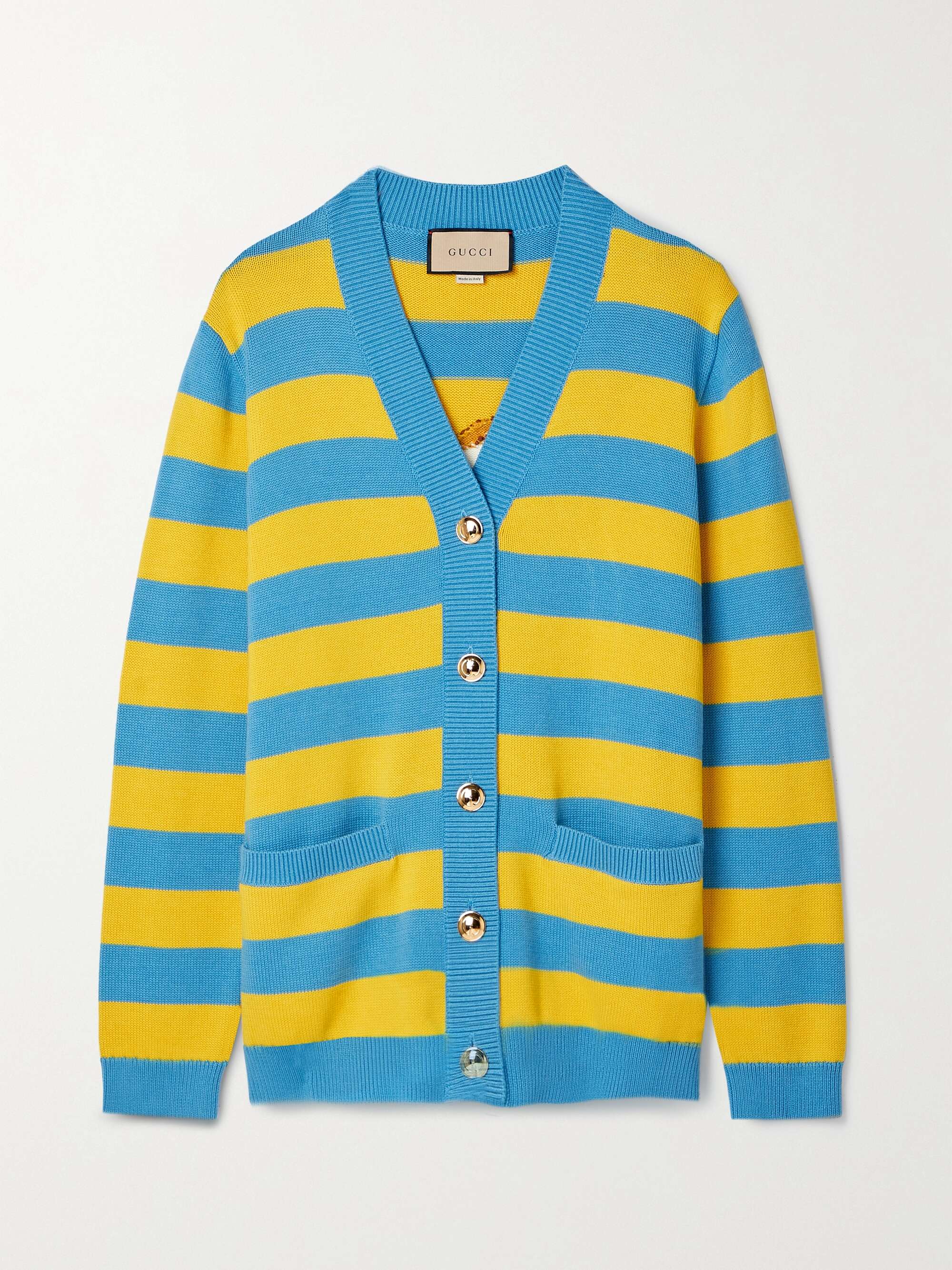 GUCCI + Angela Nguyen striped intarsia cotton and wool-blend cardigan |  NET-A-PORTER
