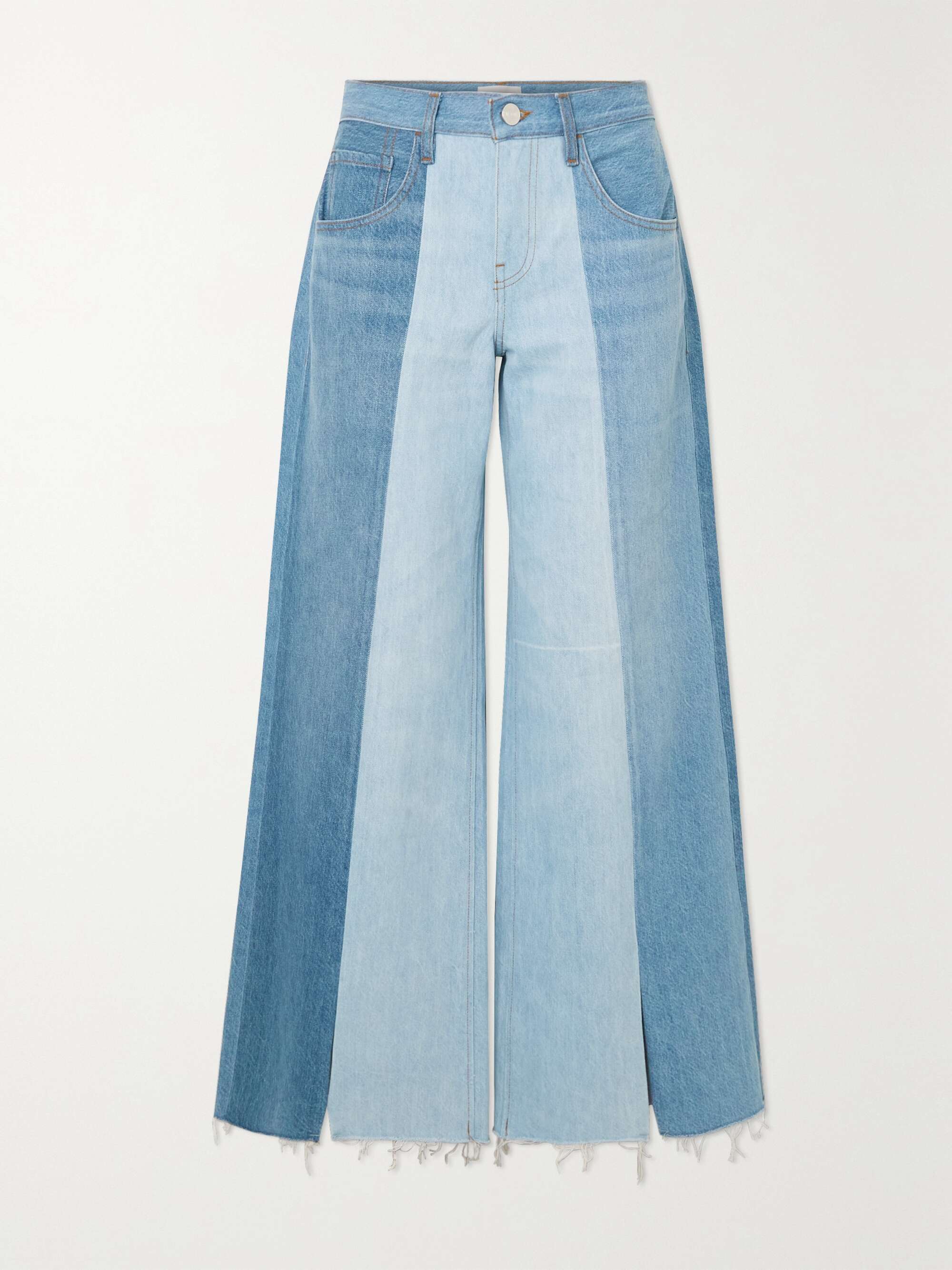 FRAME Paneled two-tone high-rise wide-leg jeans | NET-A-PORTER