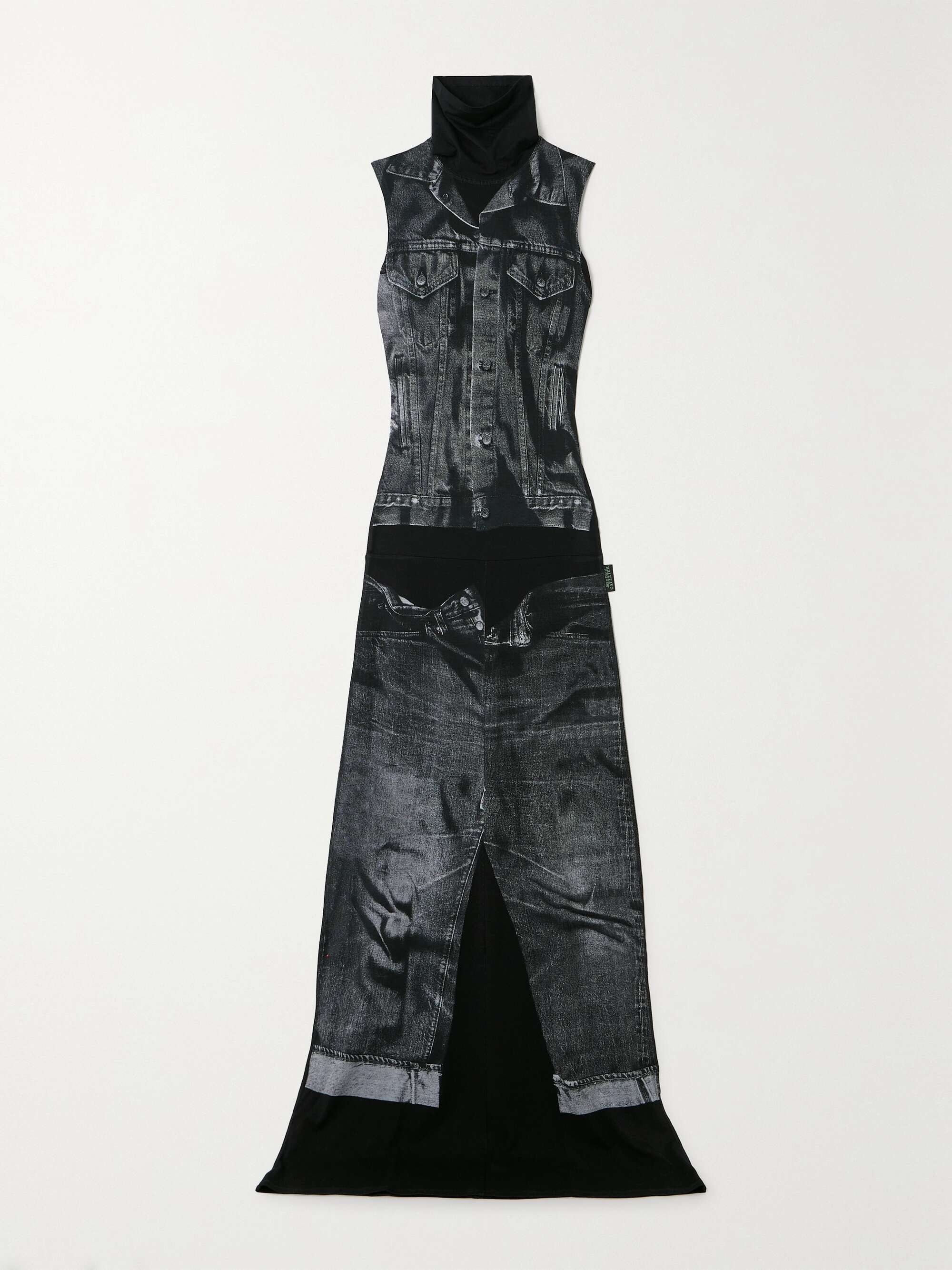 Trompe l'oeil printed stretch-jersey turtleneck maxi dress