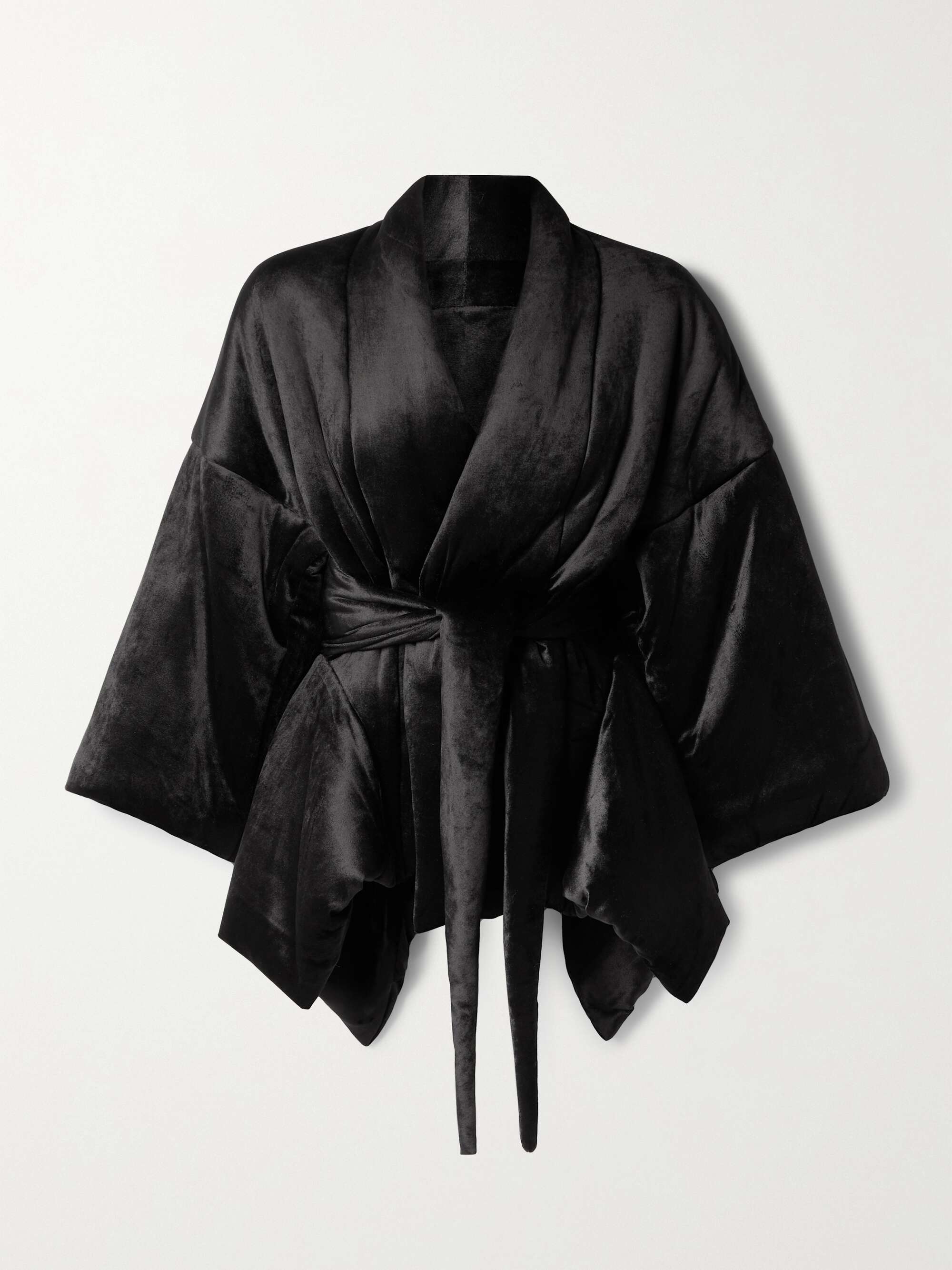 Tommywing tie-front padded velvet jacket
