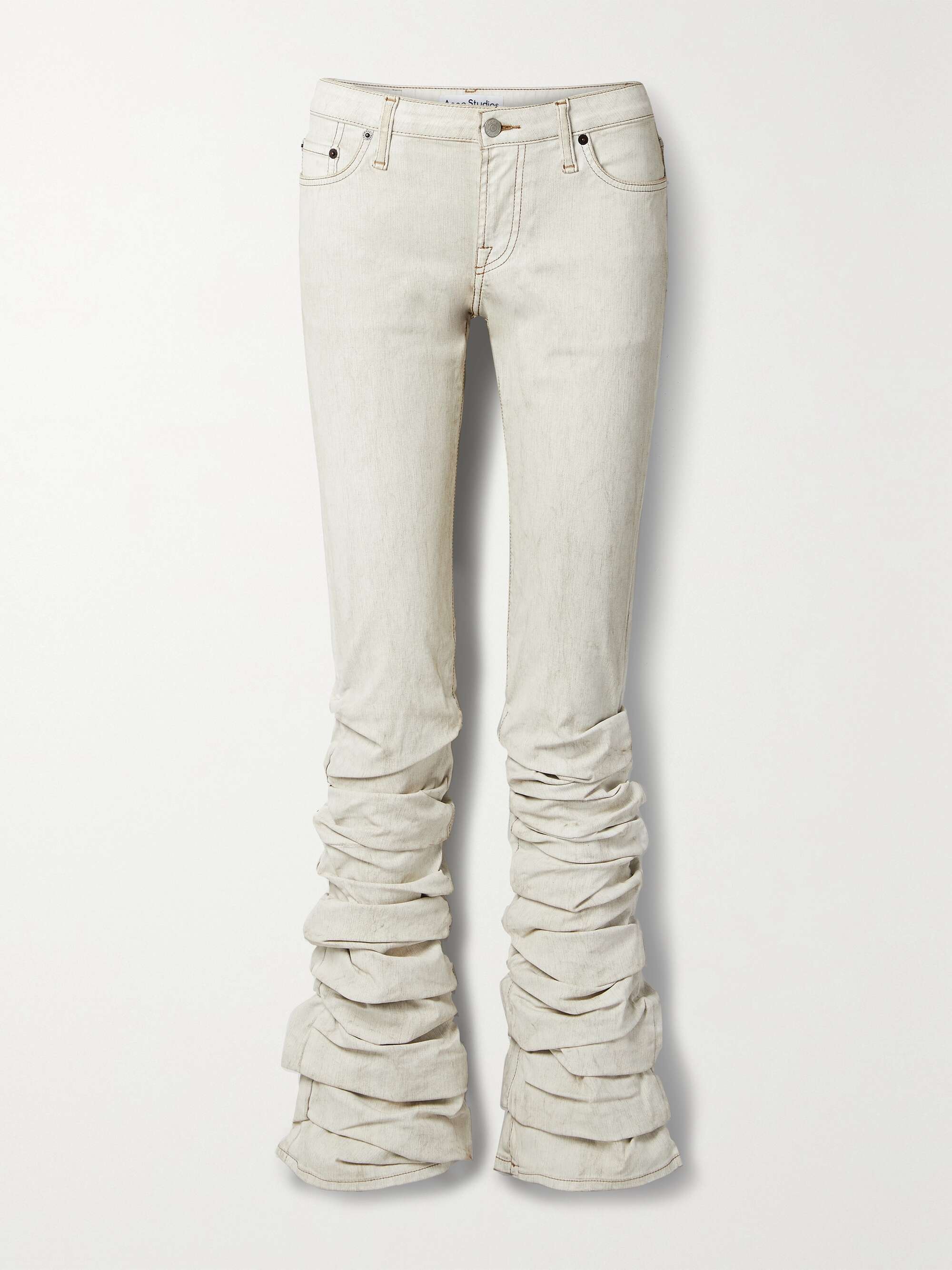 Ruched low-rise flared coated-denim jeans | NET-A-PORTER