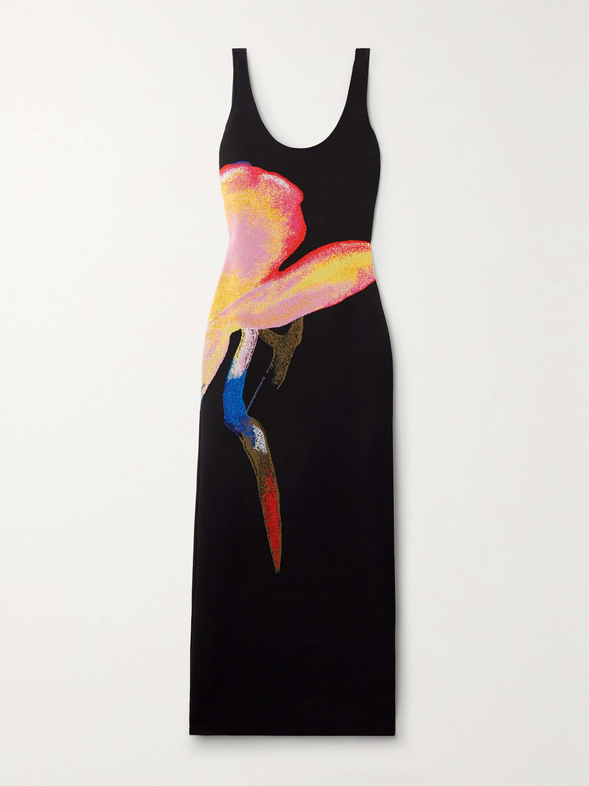 Open-back jacquard-knit maxi dress