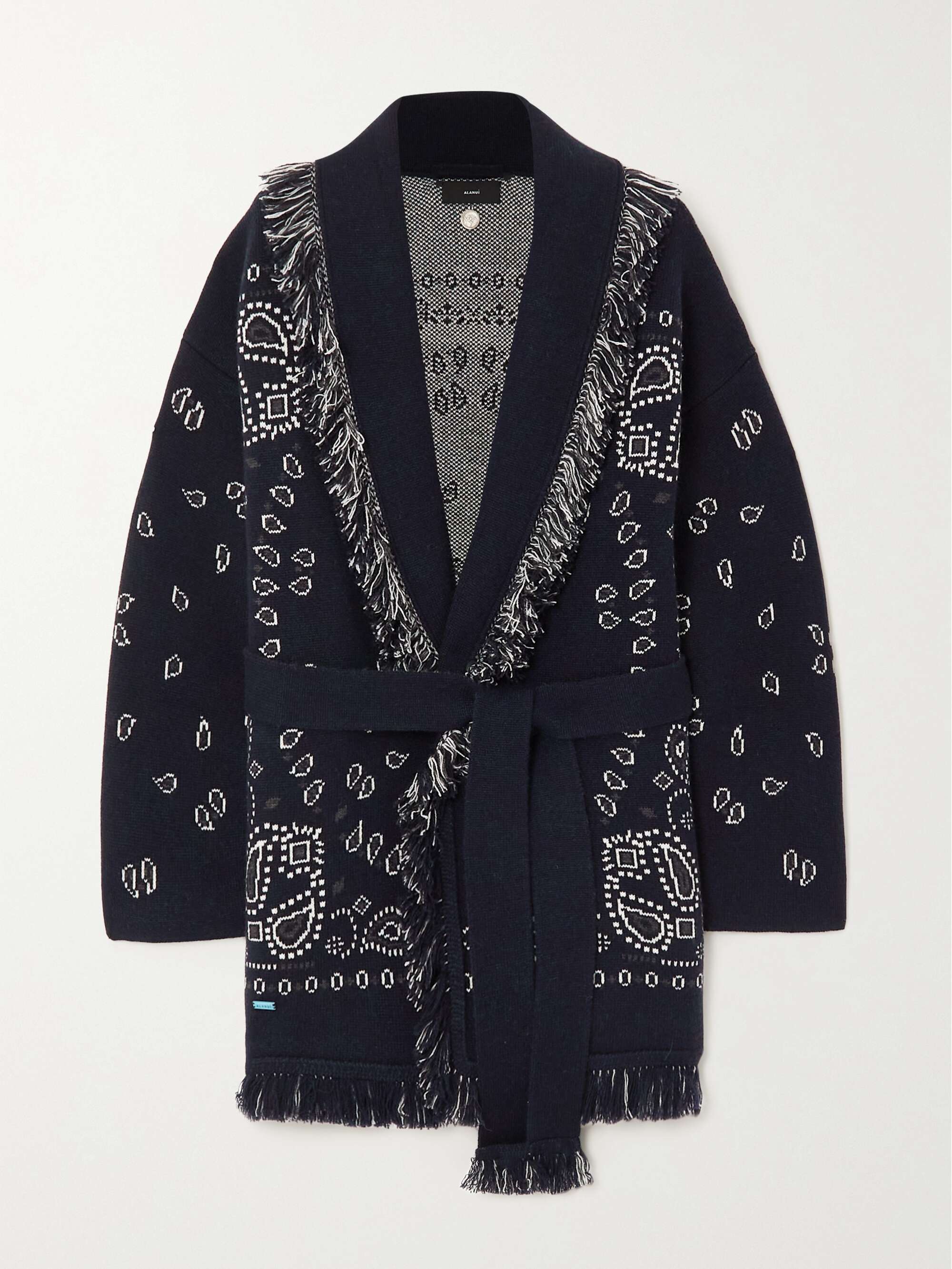 ALANUI Belted fringed cashmere jacquard cardigan NET A PORTER