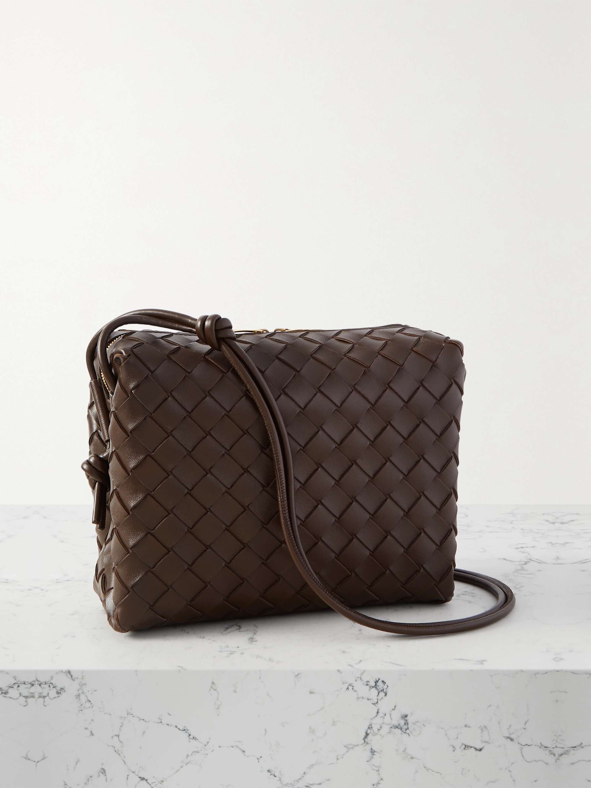 Intrecciato Leather Shoulder Bag in Brown - Bottega Veneta