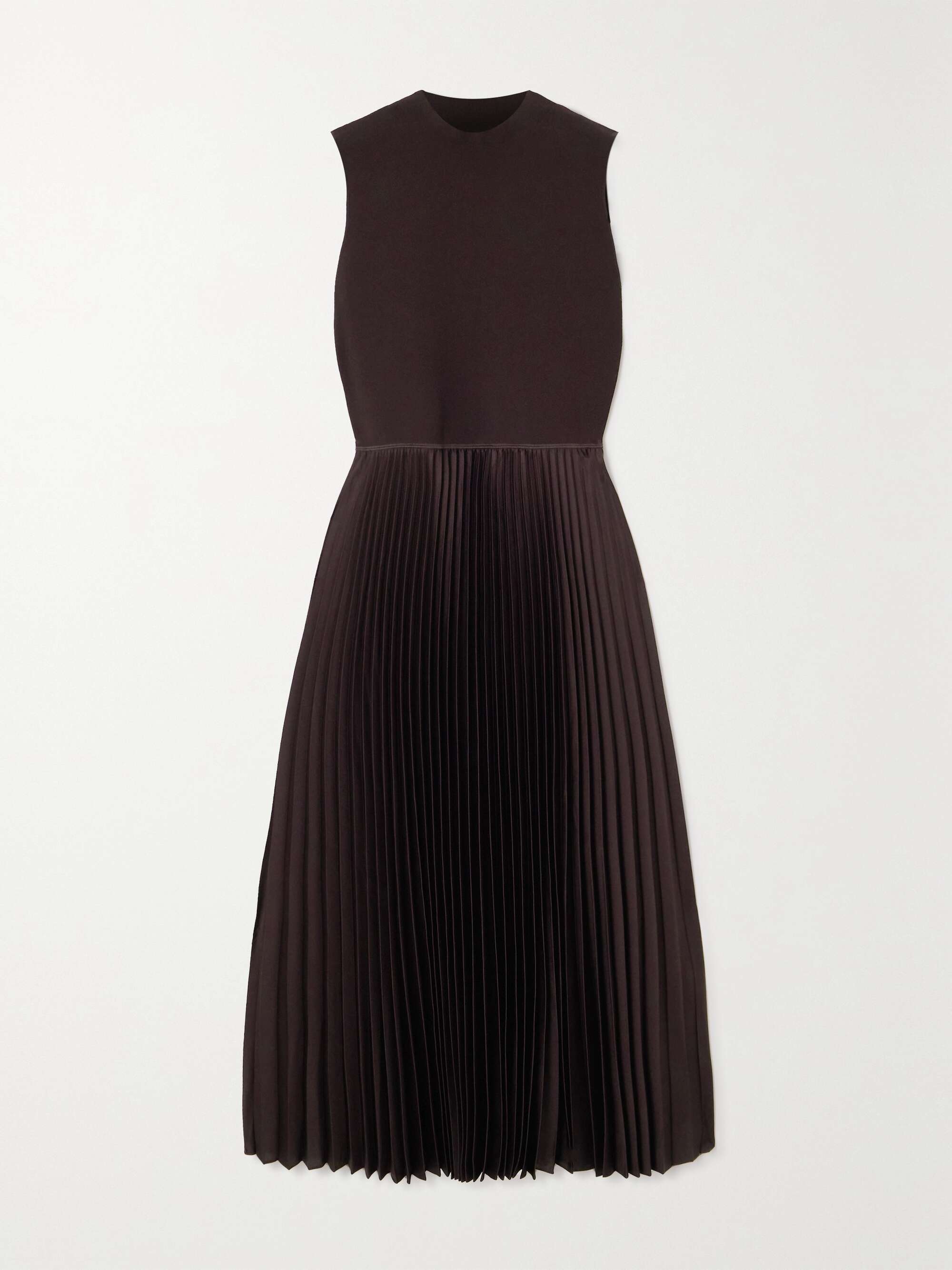 THEORY Pleated satin and stretch-knit midi dress | NET-A-PORTER