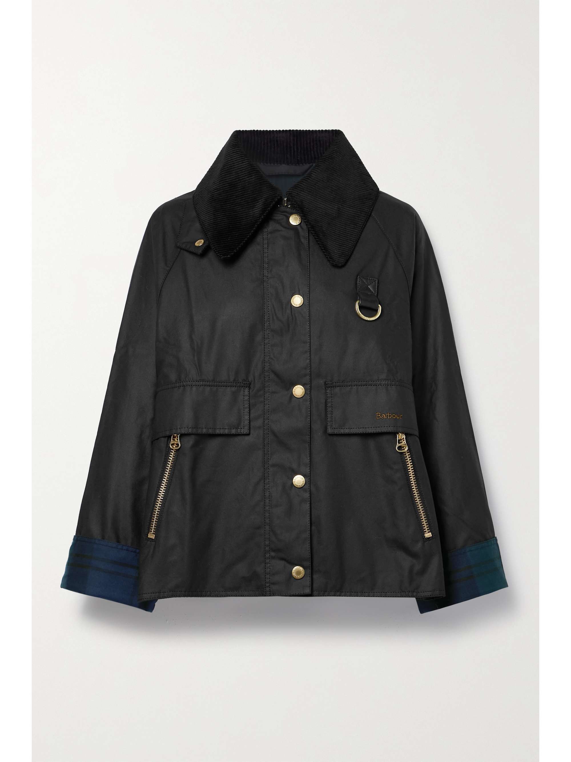 Catton Spey corduroy-trimmed waxed-cotton jacket