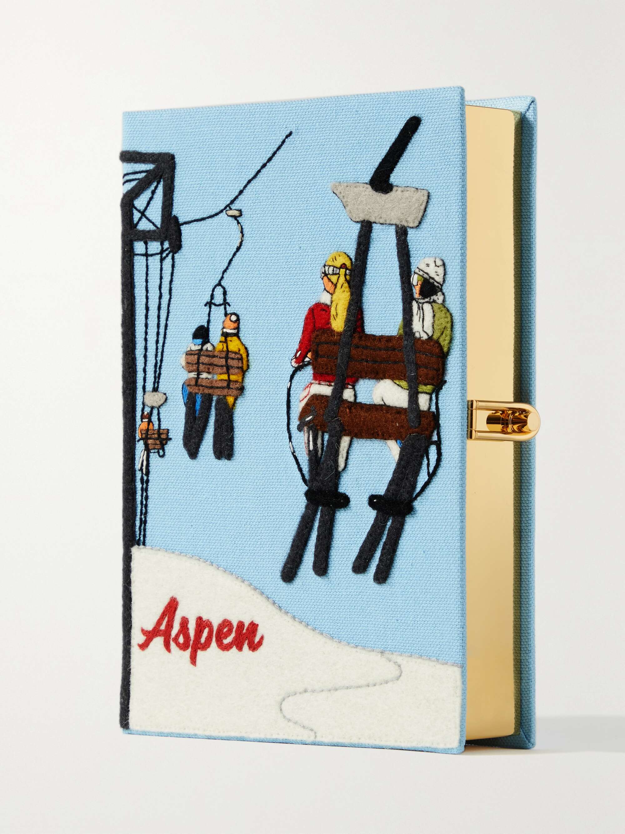 famous brand Olympia Le Tan Embroidered Canvas Clutch Blue