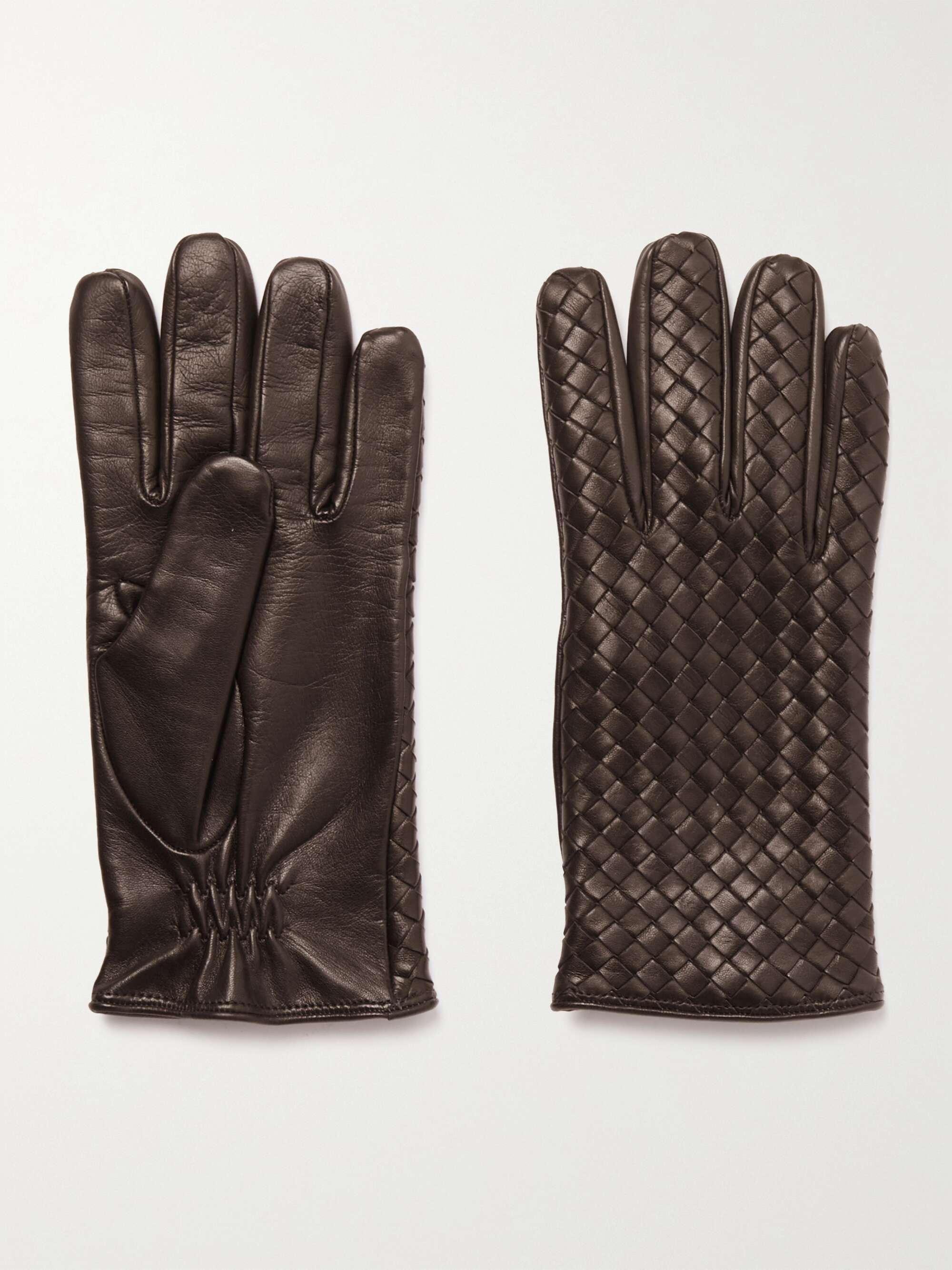 BOTTEGA VENETA Intrecciato leather gloves