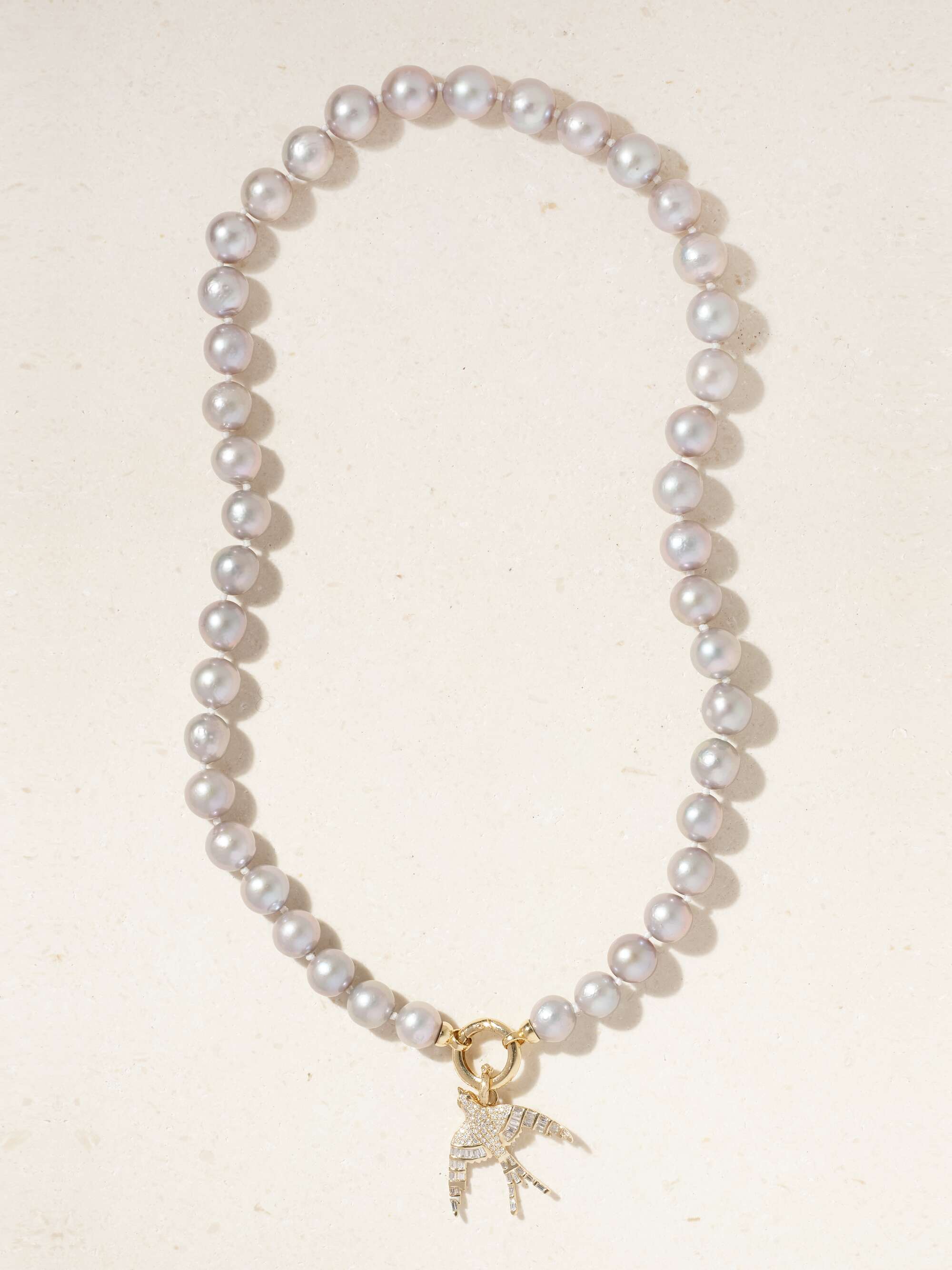 STORROW Evelyn + Ezra 14-karat gold, pearl and diamond necklace |  NET-A-PORTER
