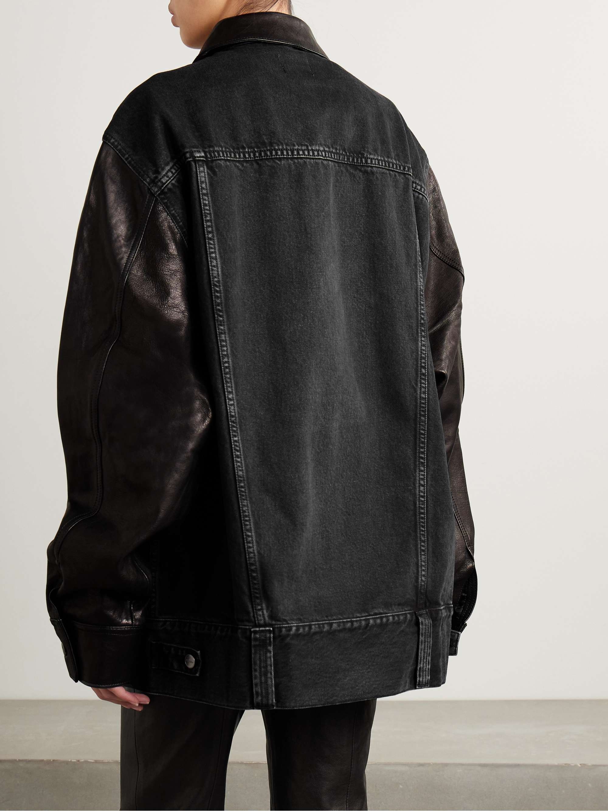 the latest models KHAITE Grizzo oversized leather trimmed denim