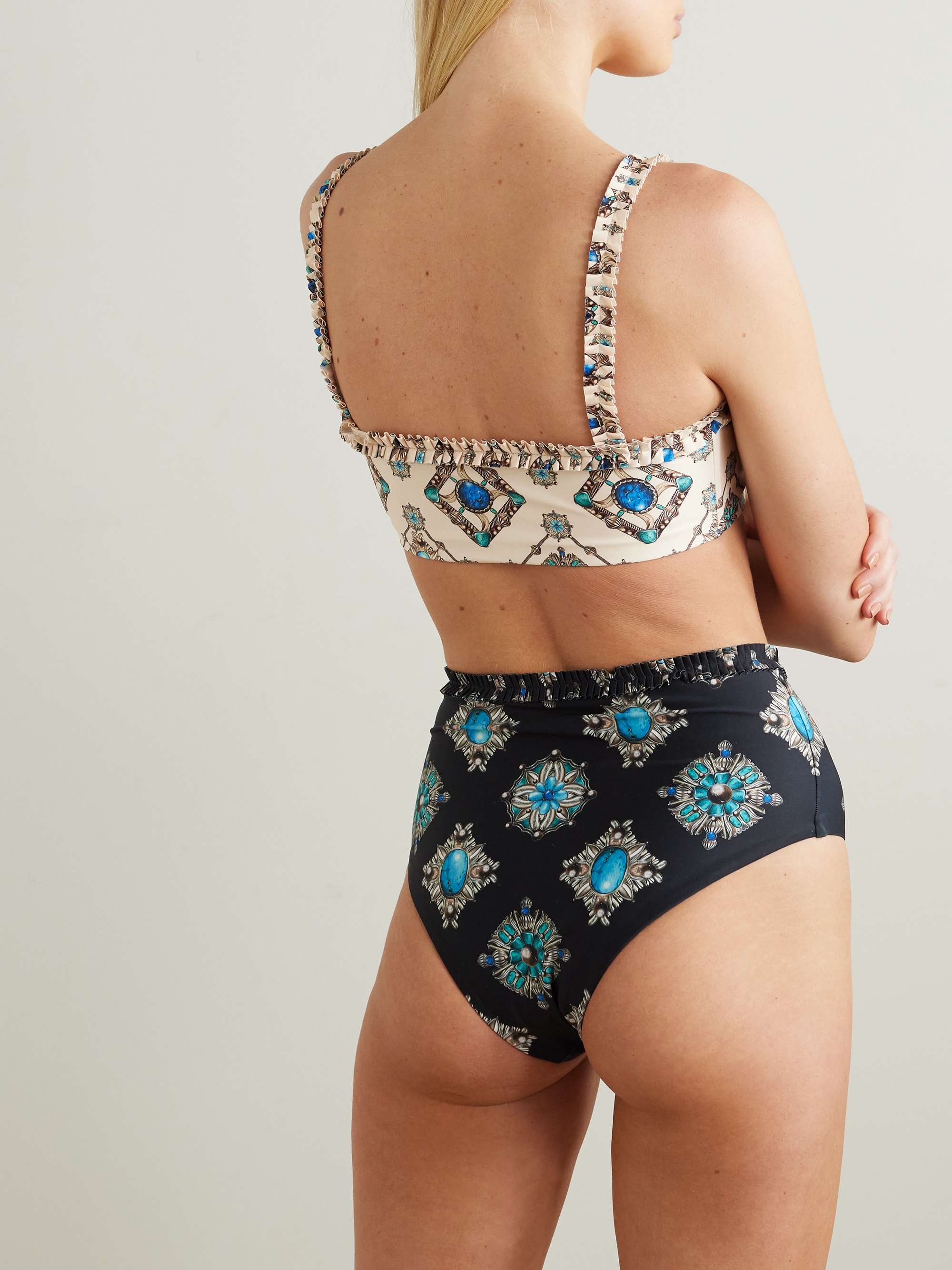 AGUA BY AGUA BENDITA Olmo Platero Ruffled Printed Recycled Bikini Top NET A PORTER