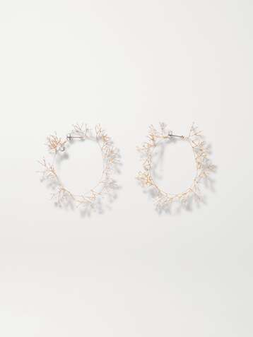 14 / Quatorze Boucles d'oreilles en métal doré et perles Baby's Breath