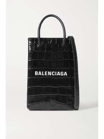 BALENCIAGA Shopping printed textured-leather shoulder bag