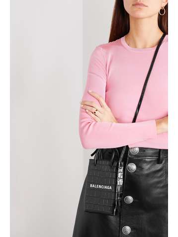 BALENCIAGA Shopping printed textured-leather shoulder bag