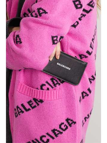 BALENCIAGA Portefeuille en cuir texturé imprimé Cash